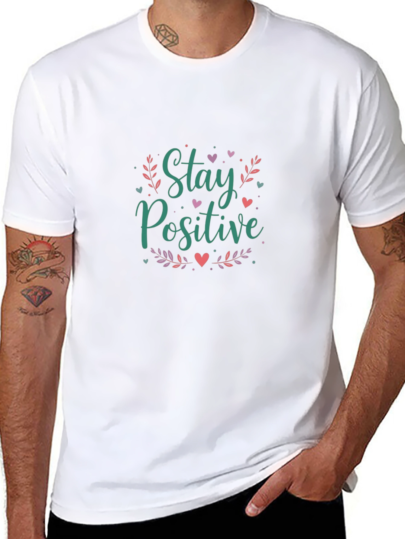 Stay Positive Graphic T-Shirt - Unisex Black Tee