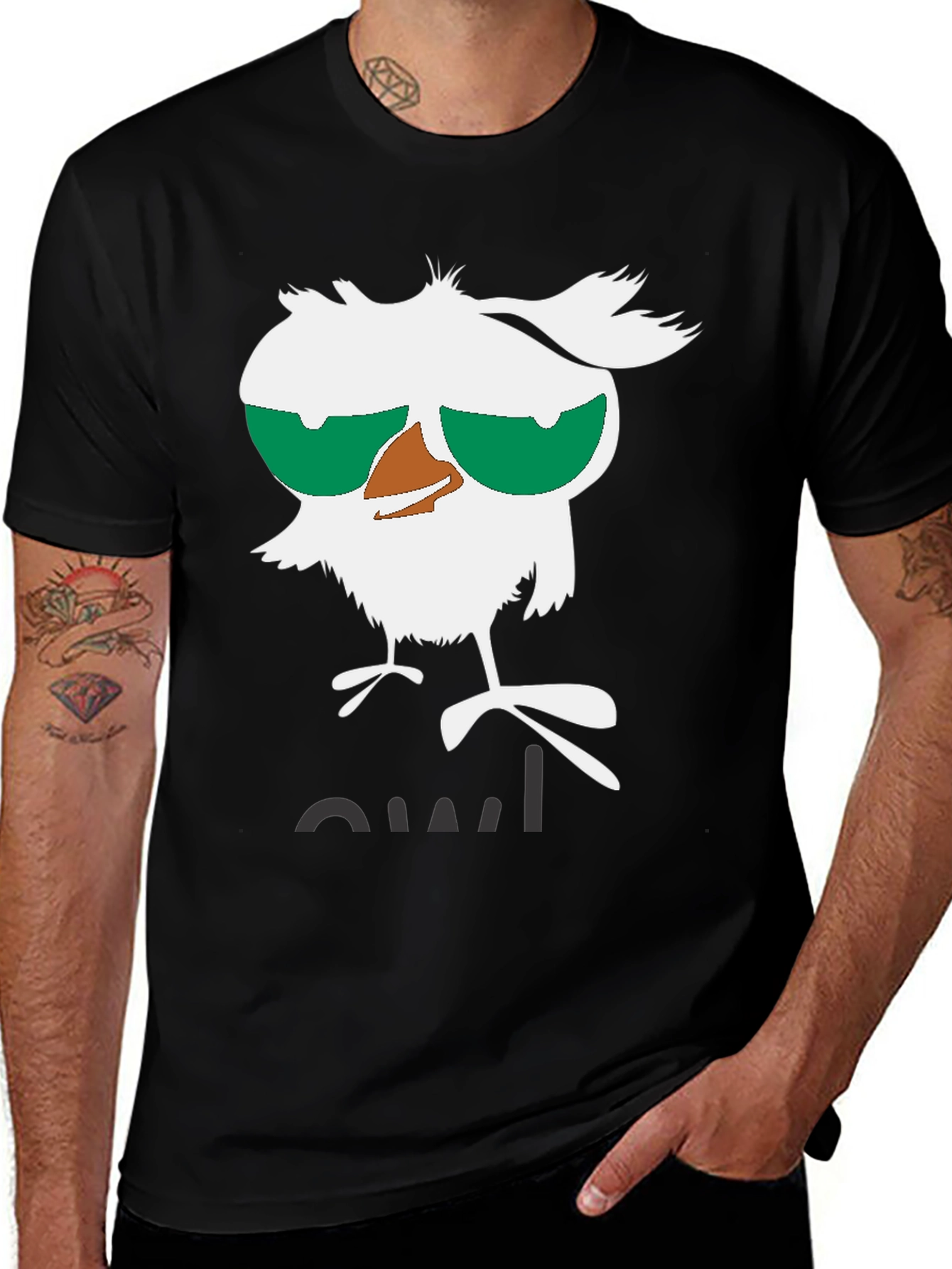 Funny Owl Graphic Tee - Unisex Black T-Shirt