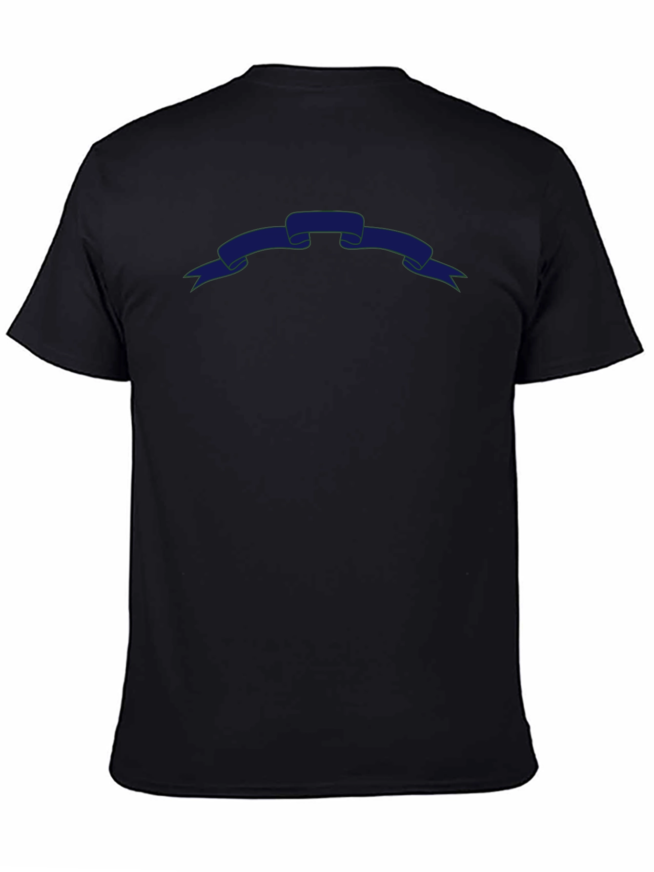 Mens Black T-Shirt with Blue Banner Graphic