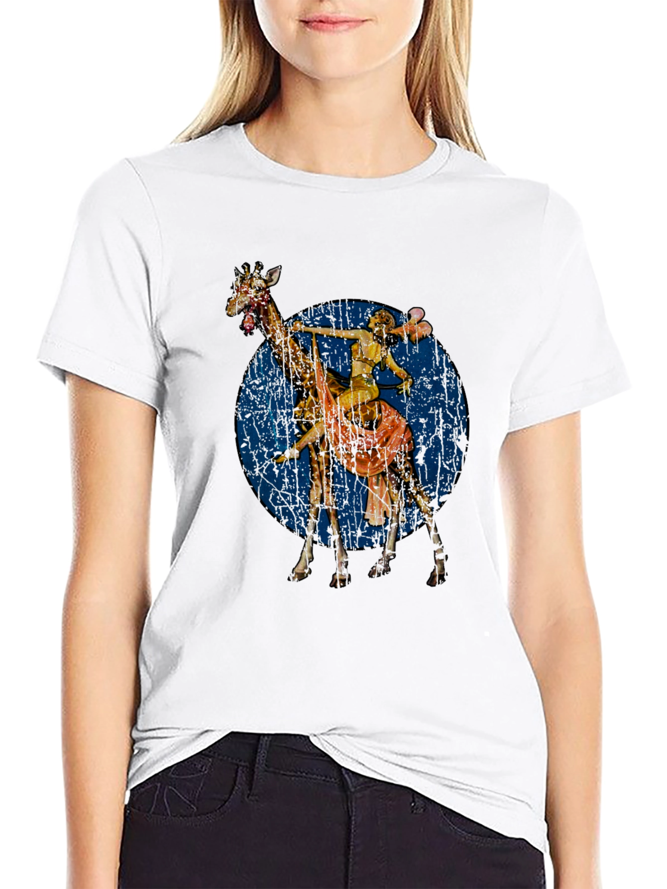 Giraffe Rider Graphic T-Shirt - Unique Design