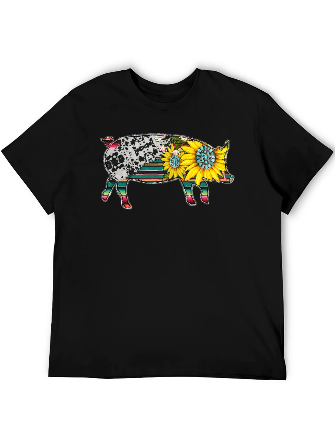 Sunflower Pig Graphic Tee - Western Style