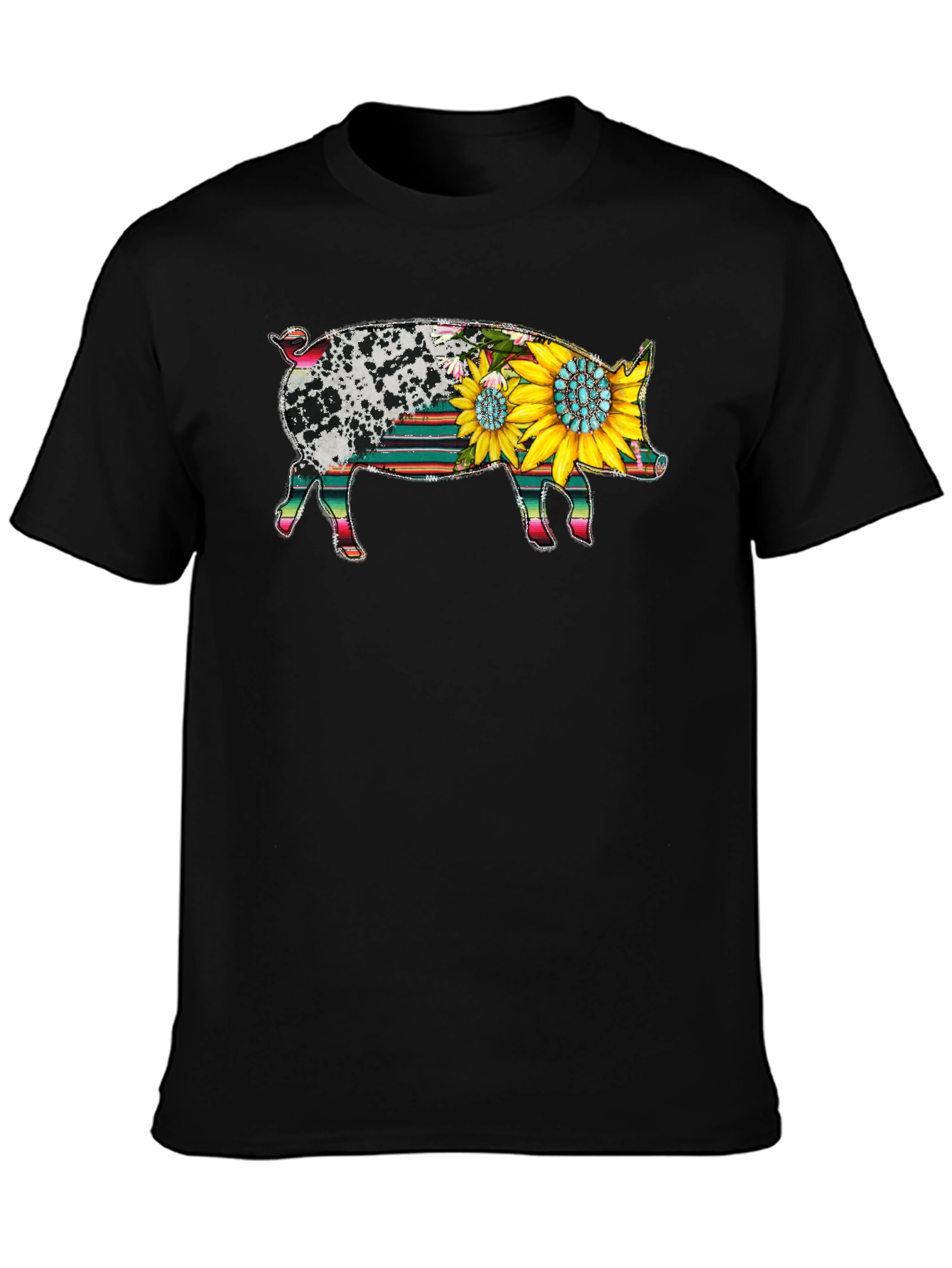Sunflower Pig Graphic Tee - Western Style