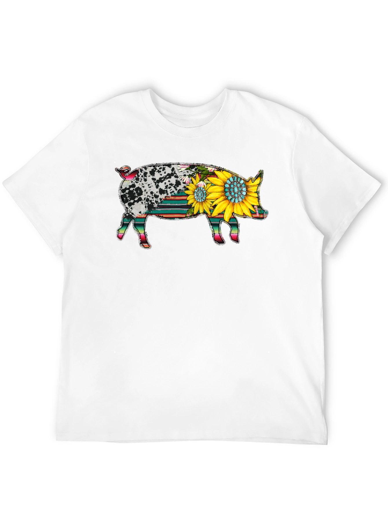 Sunflower Pig Graphic Tee - Western Style