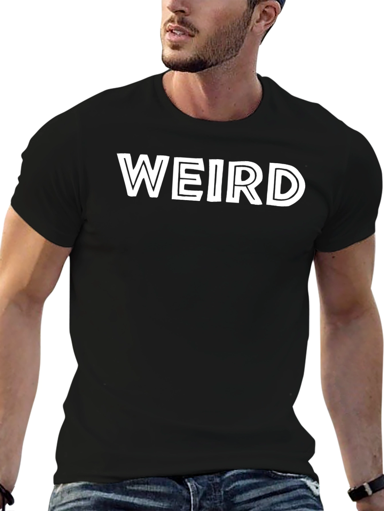 Weird Graphic Print Black T-Shirt