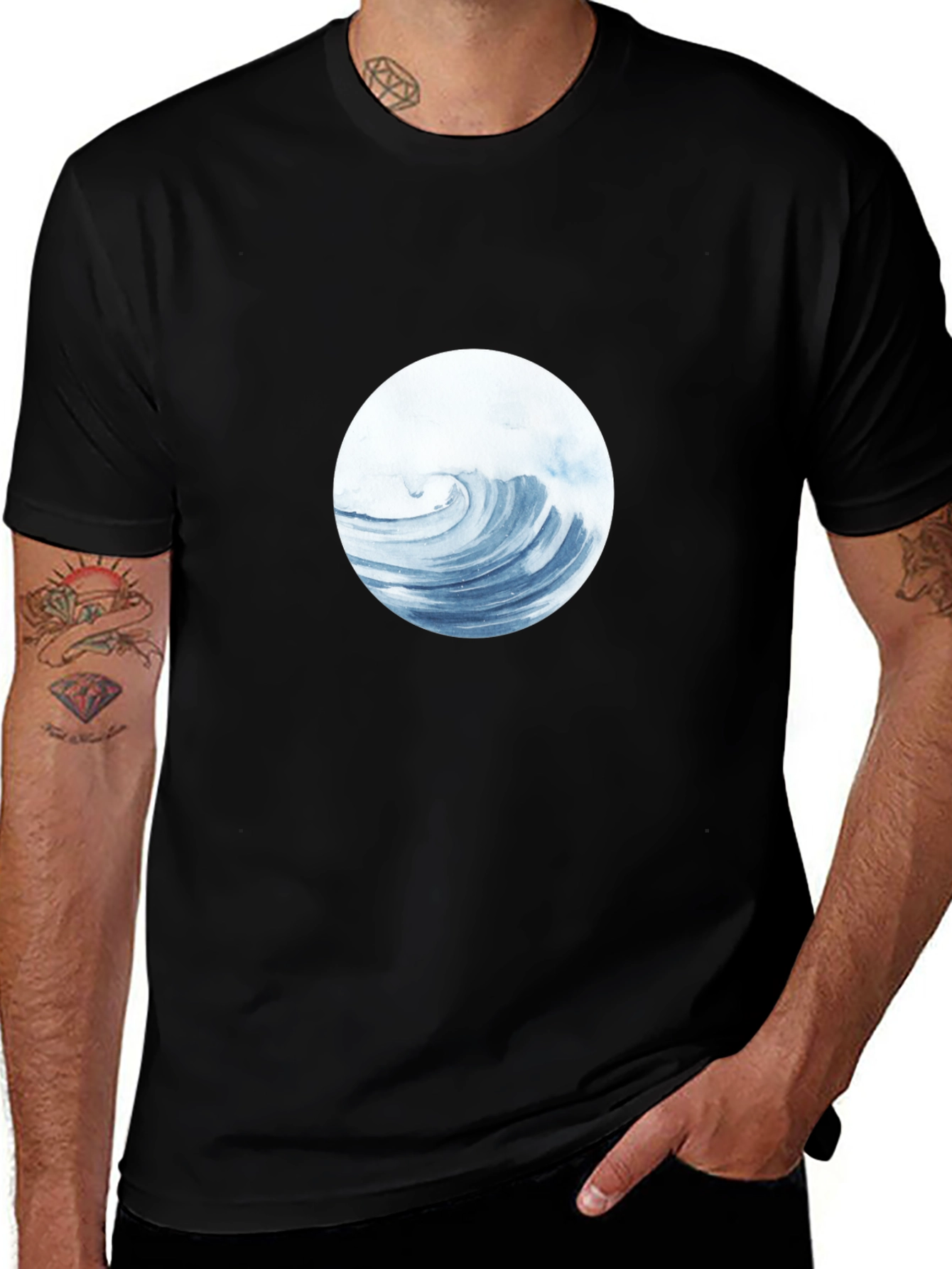 Wave Circle Graphic Tee - Black