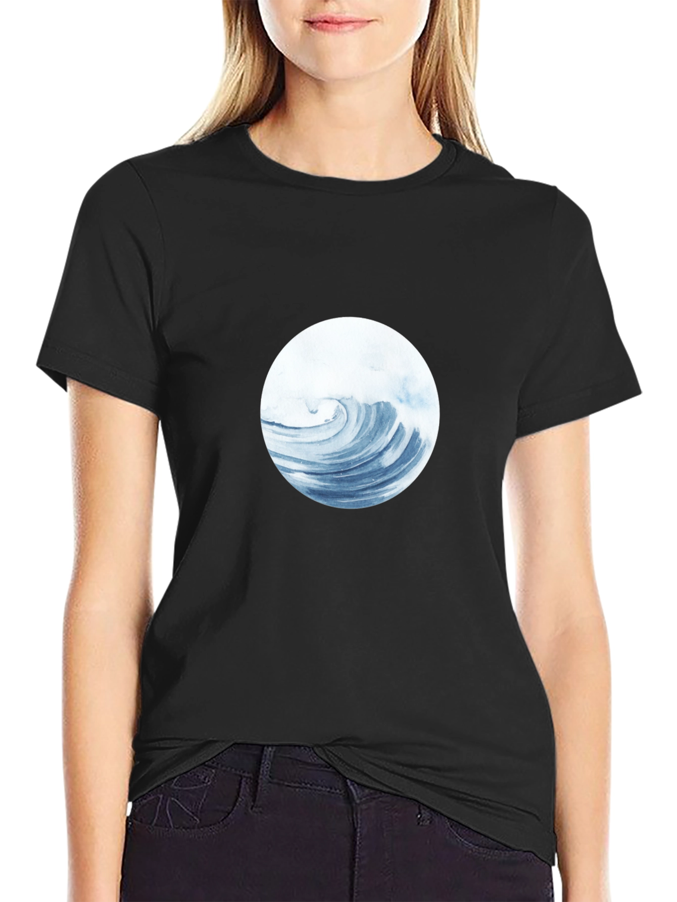 Wave Circle Graphic Tee - Black