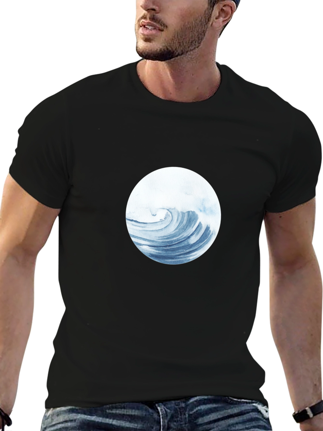 Wave Circle Graphic Tee - Black