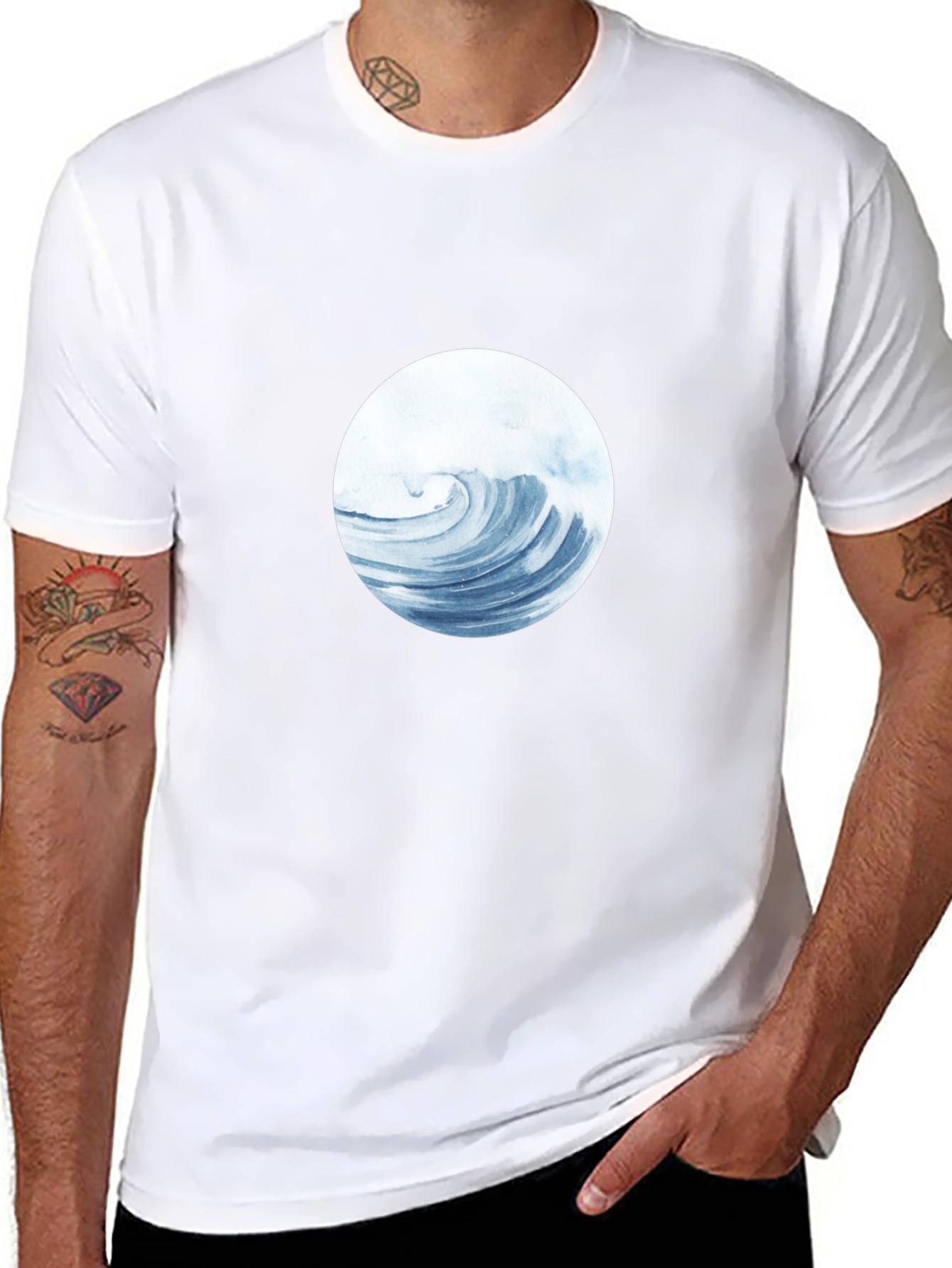 Wave Circle Graphic Tee - Black