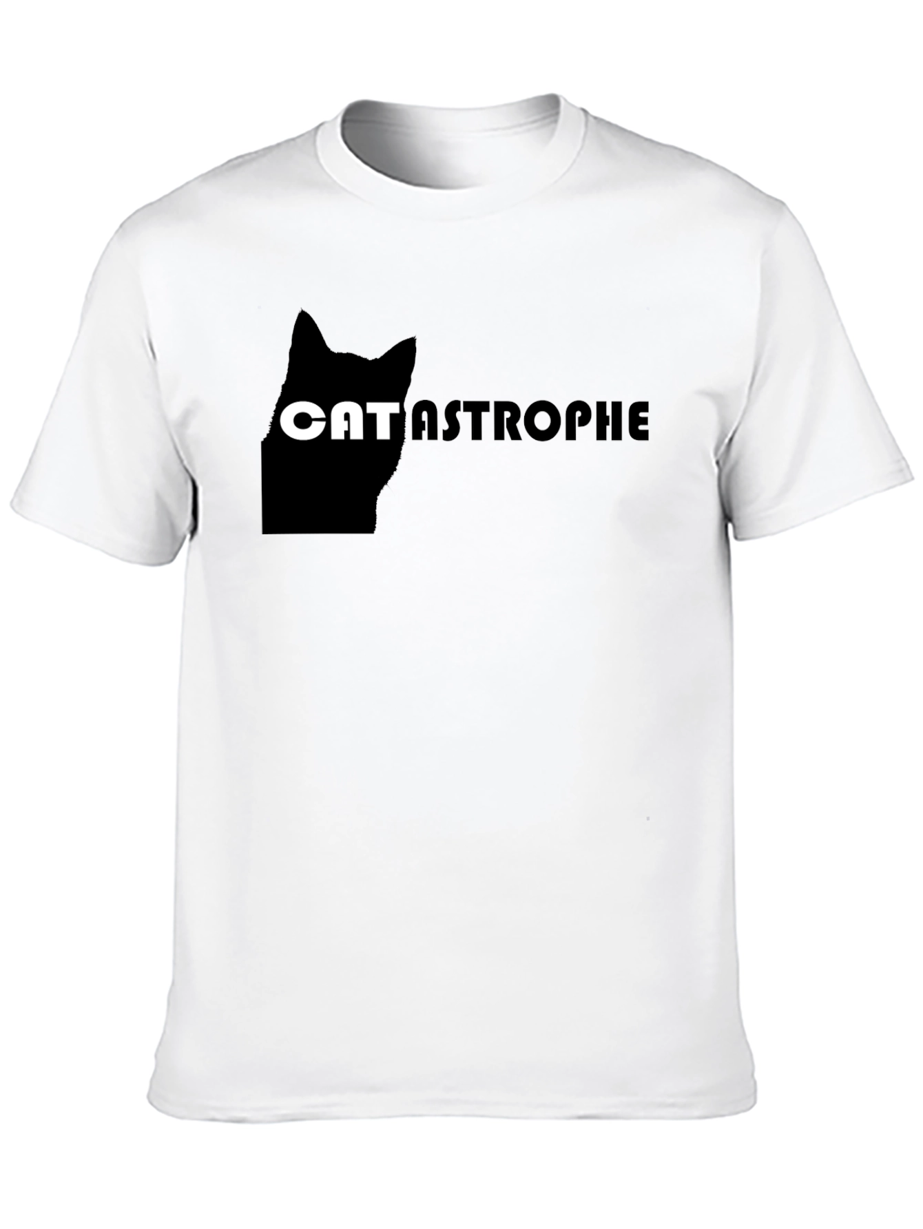 Catastrophe Funny Cat Graphic Black T-Shirt