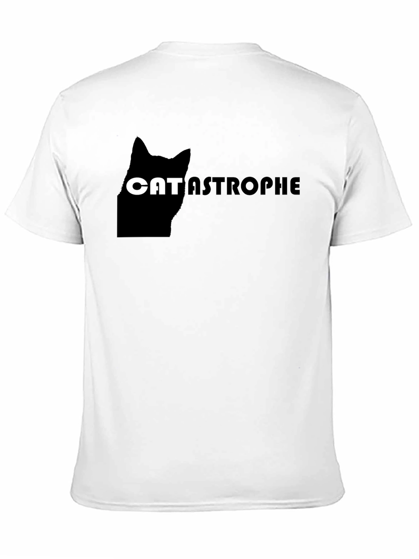 Catastrophe Funny Cat Graphic Black T-Shirt