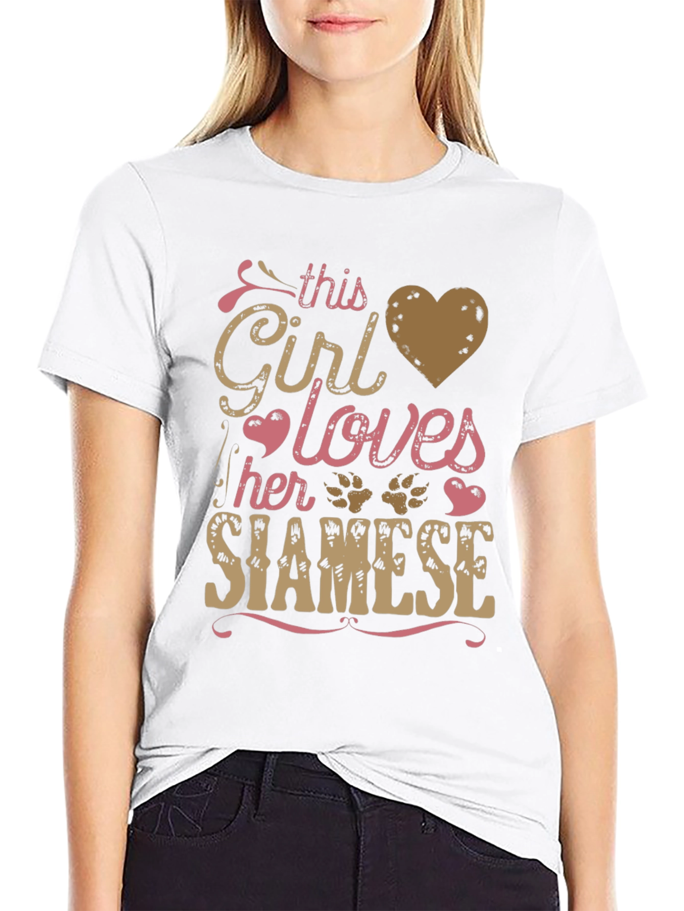 Girl Loves Siamese Cat T-Shirt