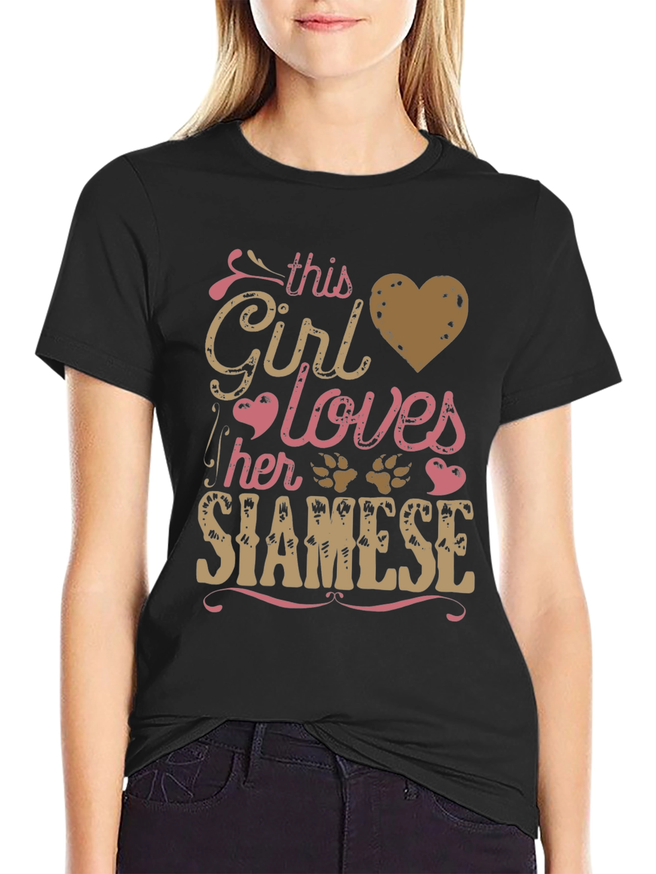 Girl Loves Siamese Cat T-Shirt