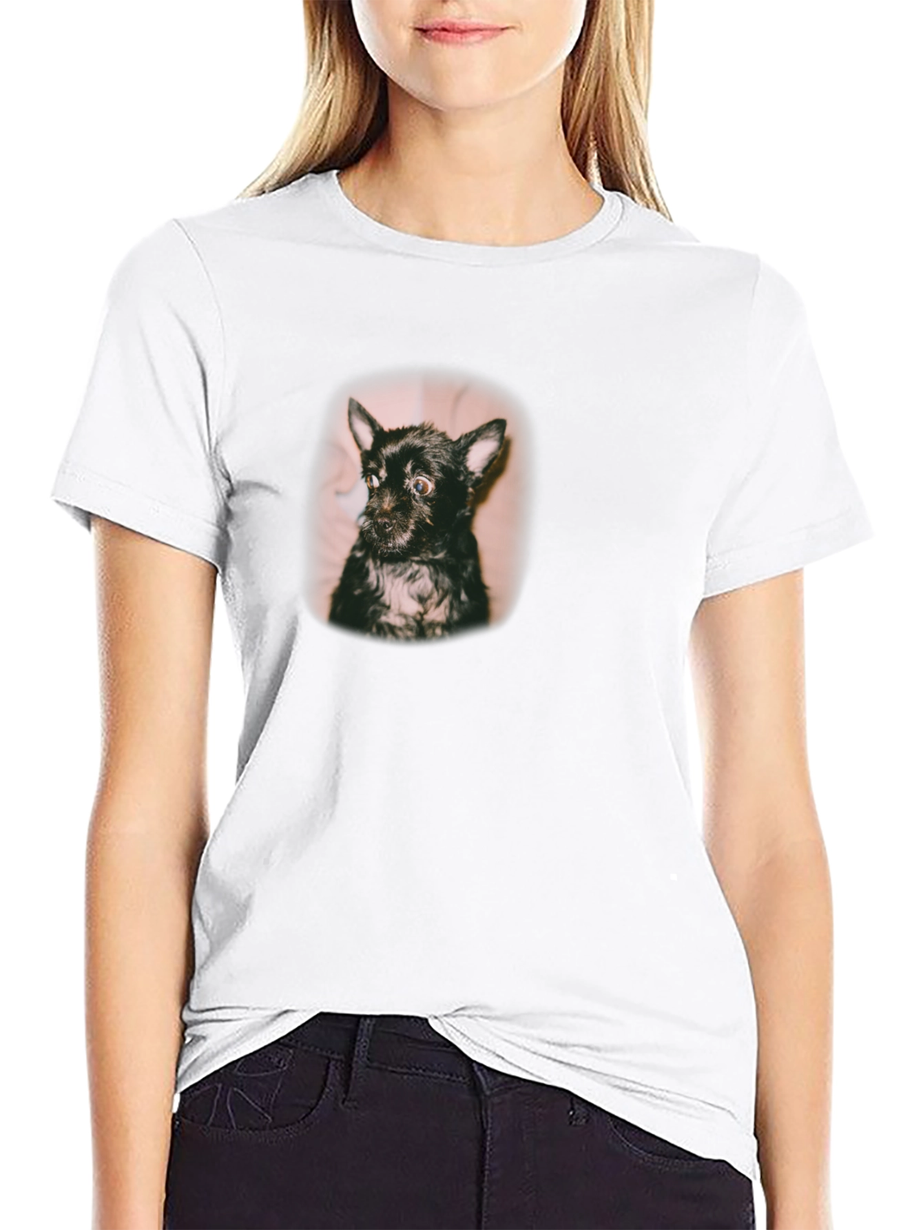 Cute Dog Portrait Black T-Shirt