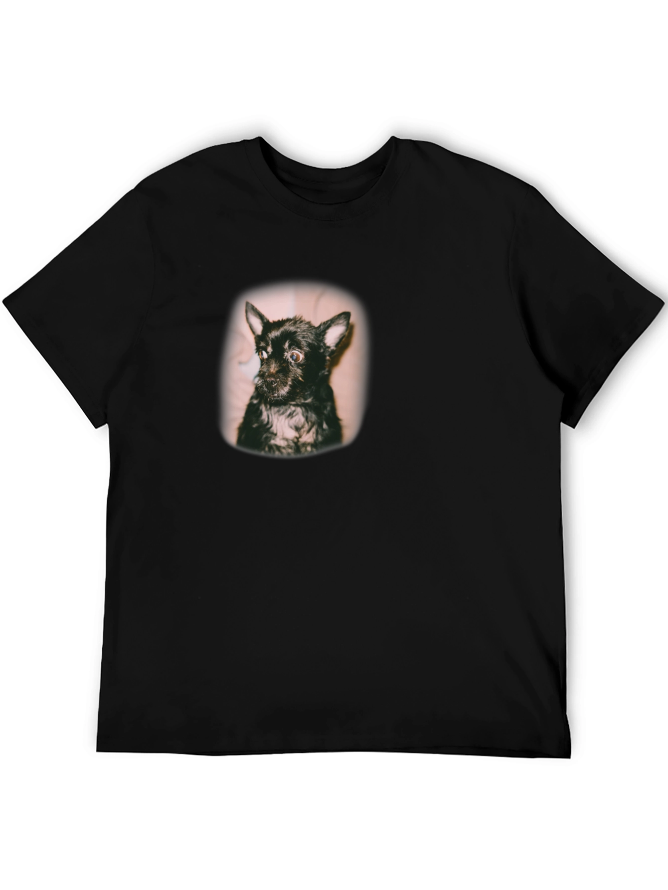Cute Dog Portrait Black T-Shirt