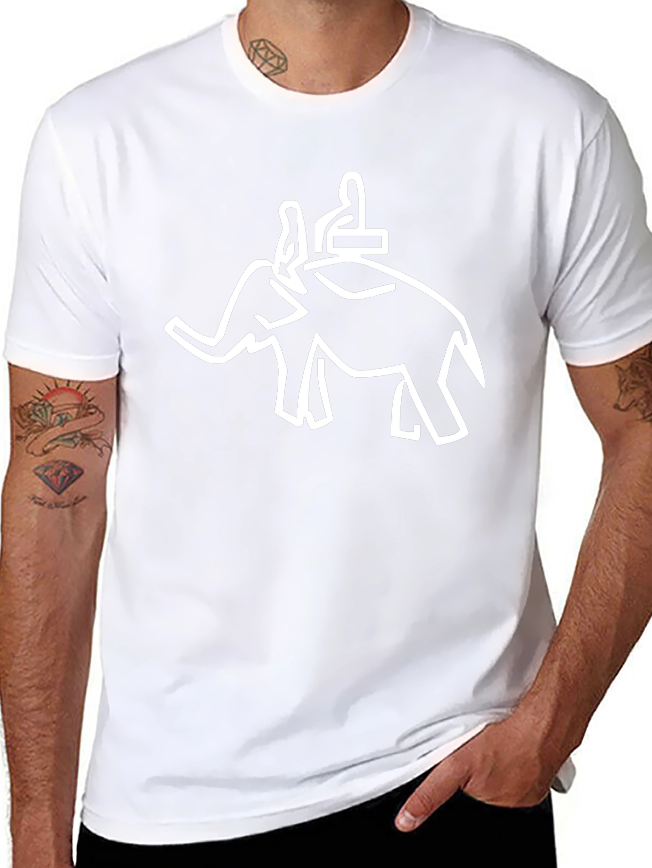 Elephant Outline Graphic Tee - Modern Style