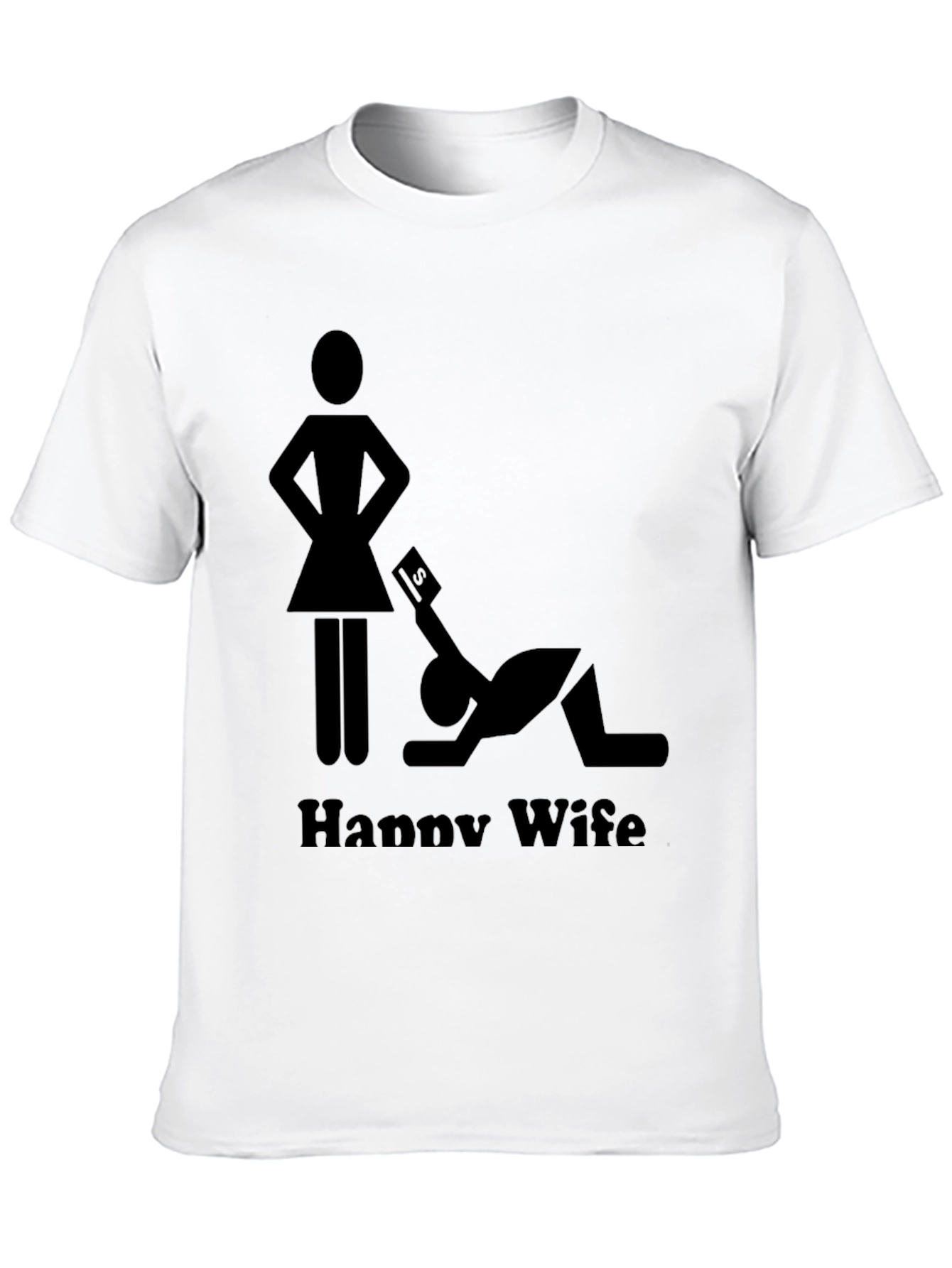Happy Wife Happy Life Black Graphic T-Shirt