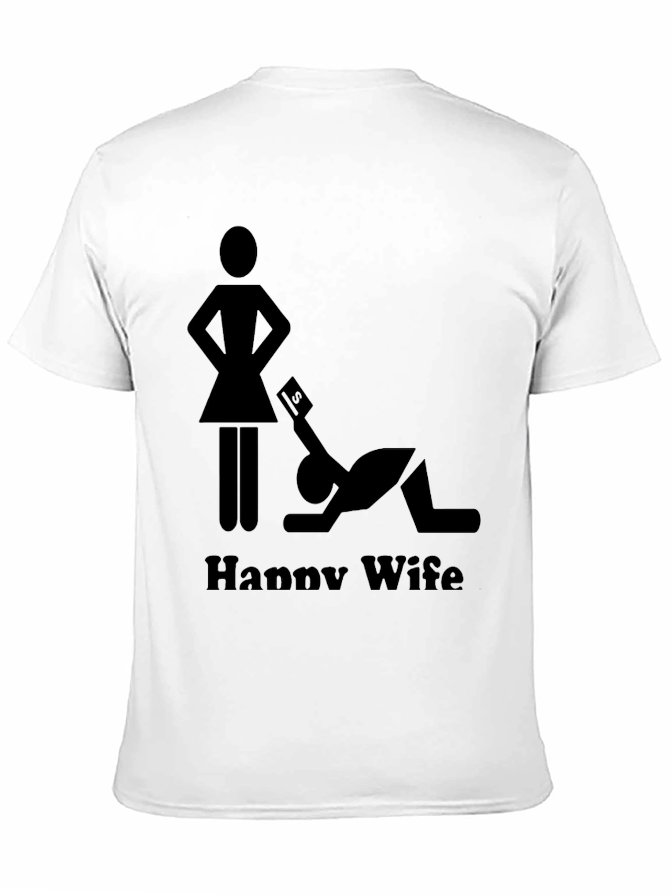 Happy Wife Happy Life Black Graphic T-Shirt