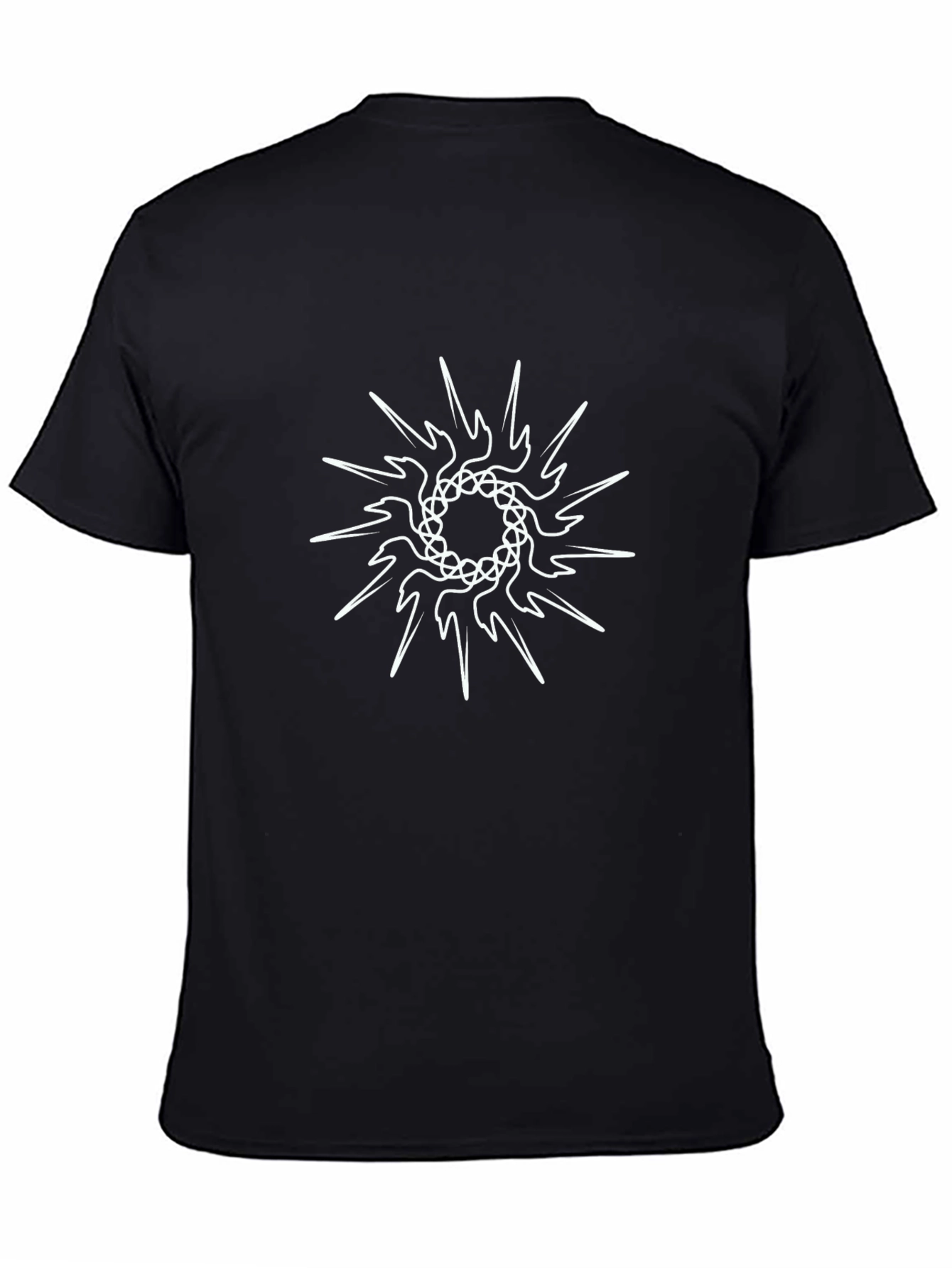 Black T-Shirt with Geometric Star Design