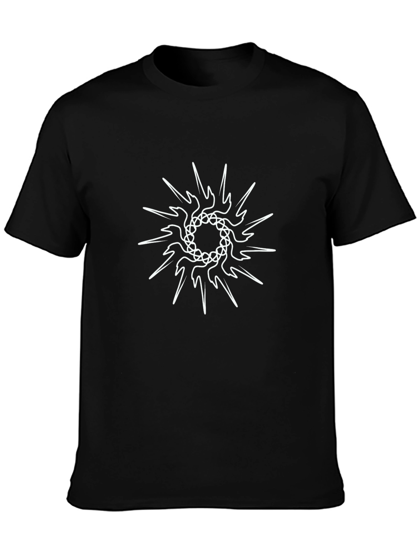 Black T-Shirt with Geometric Star Design