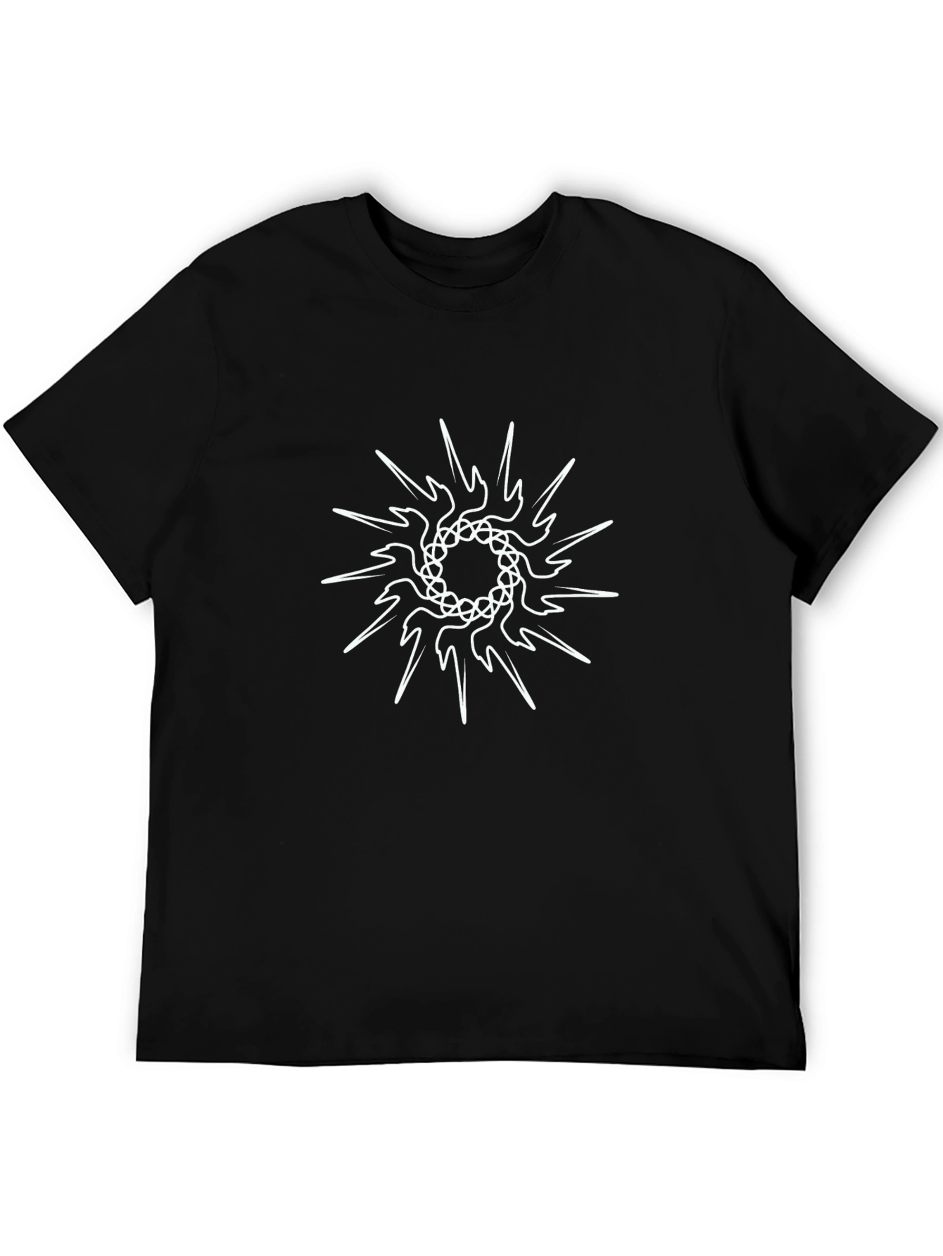 Black T-Shirt with Geometric Star Design