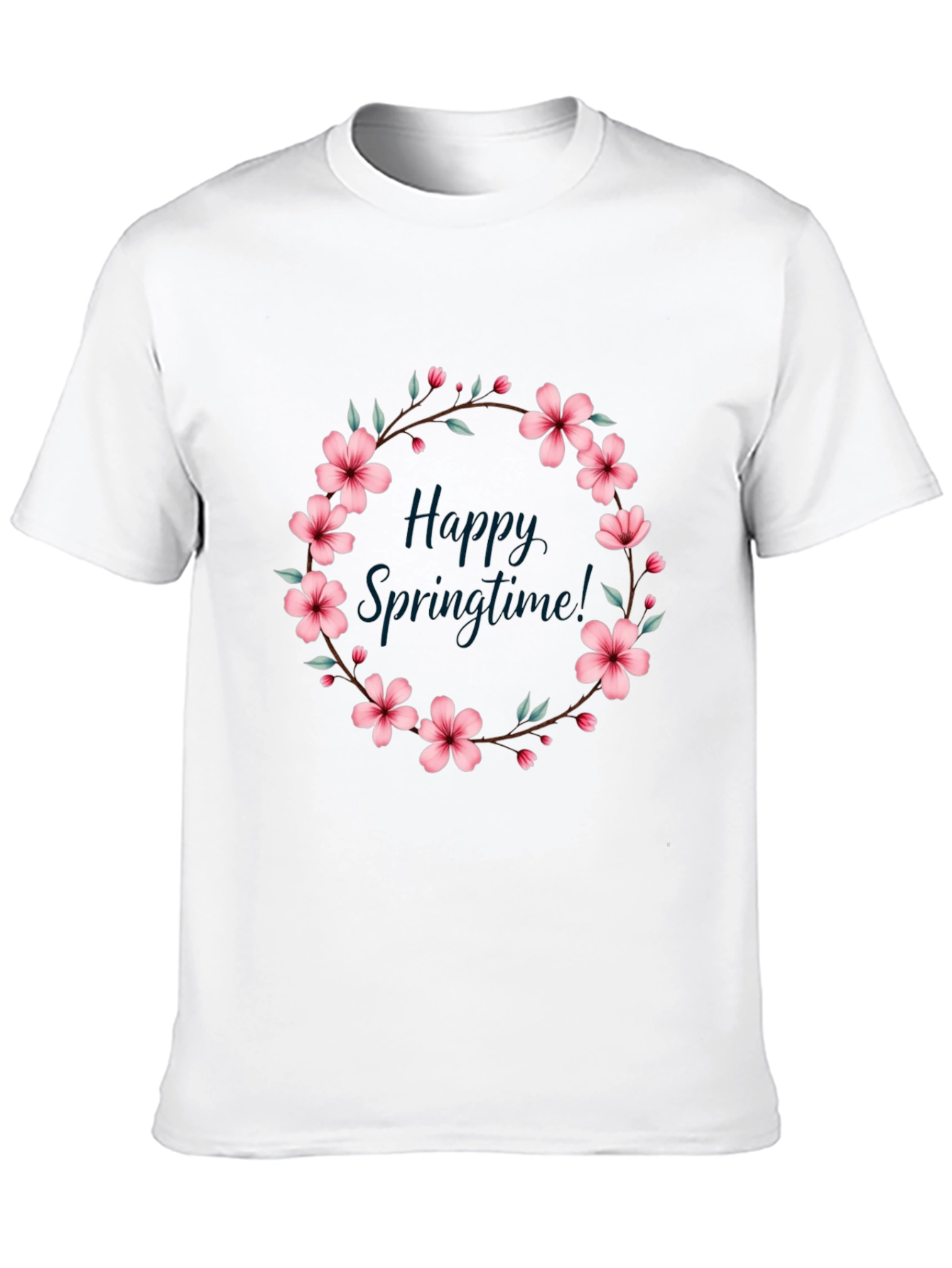 Happy Springtime Floral Wreath Tee