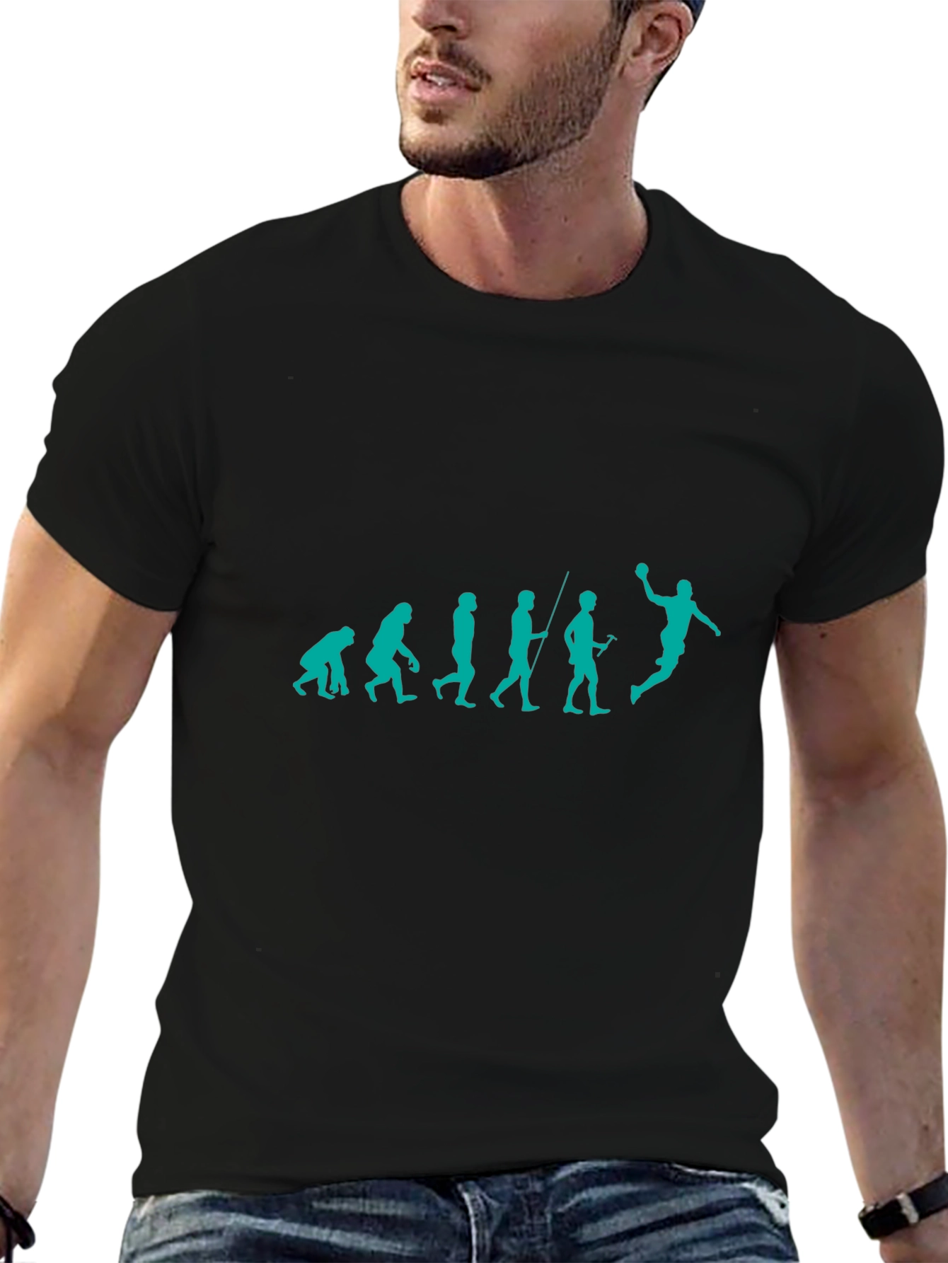 Evolution of Handball Black T-Shirt