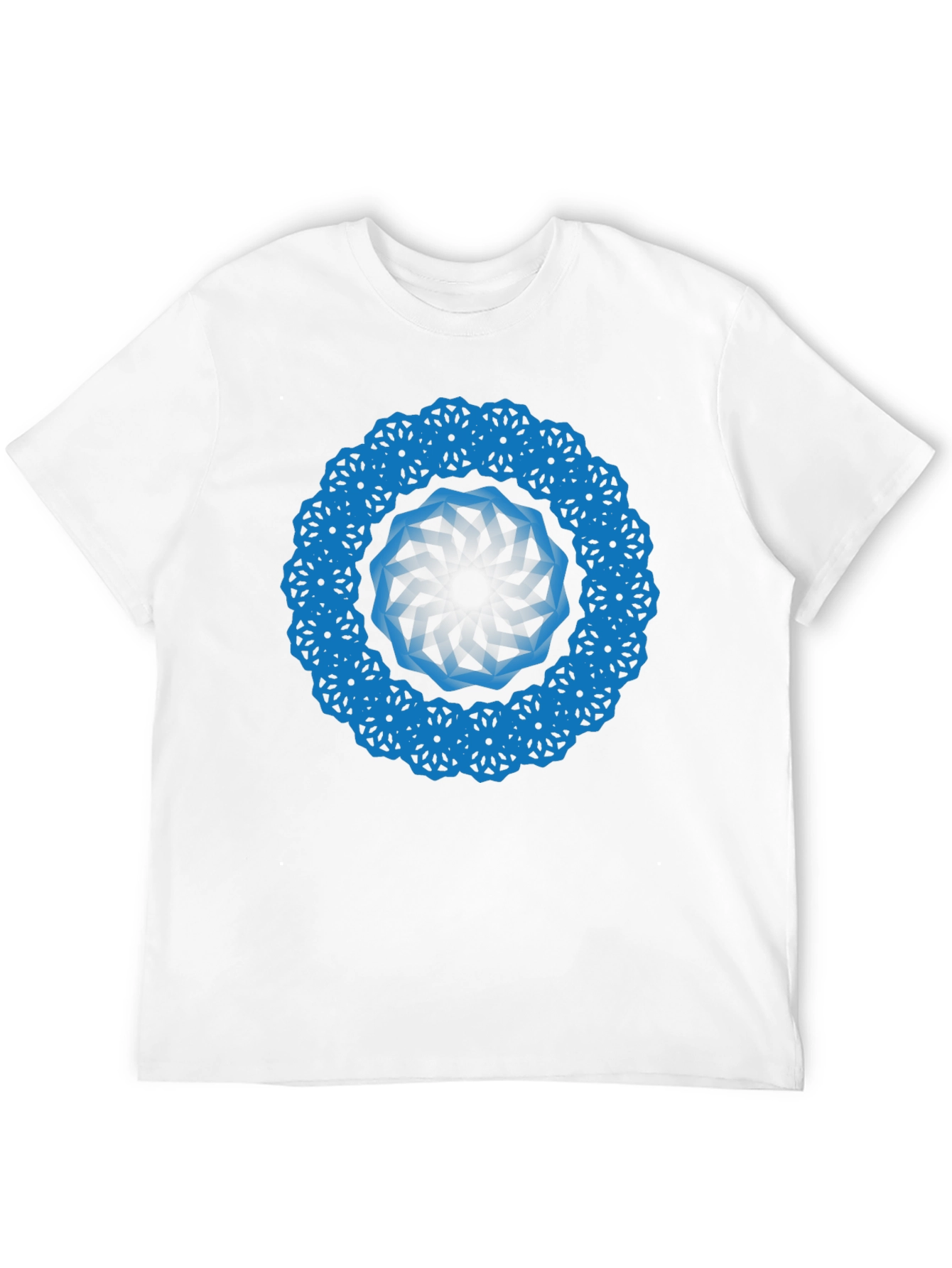 Geometric Blue Mandala Black T-Shirt