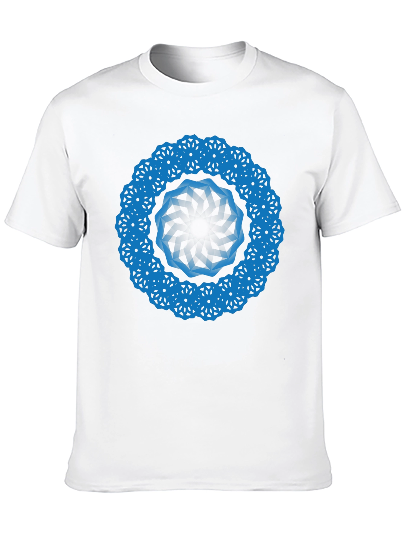 Geometric Blue Mandala Black T-Shirt