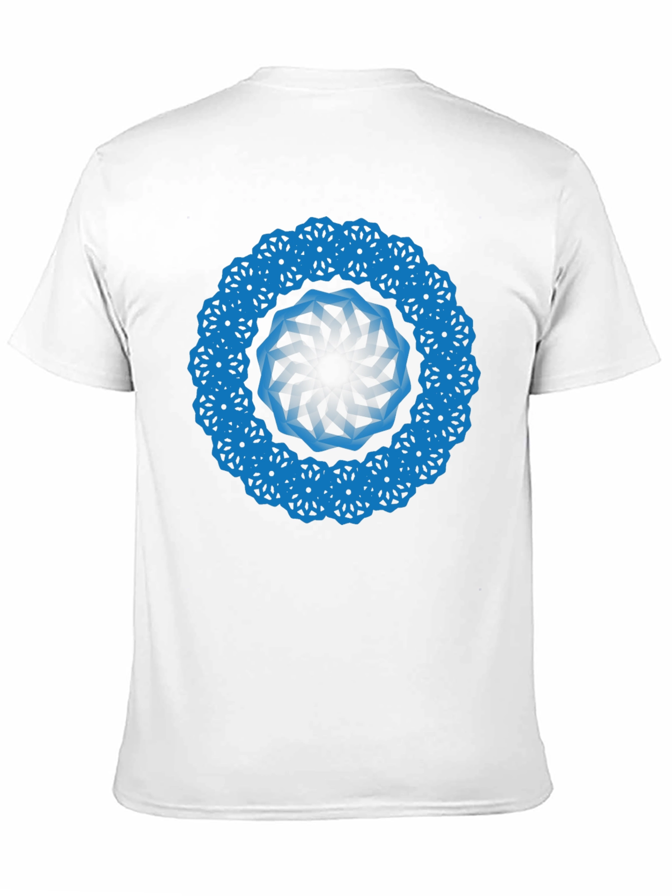 Geometric Blue Mandala Black T-Shirt