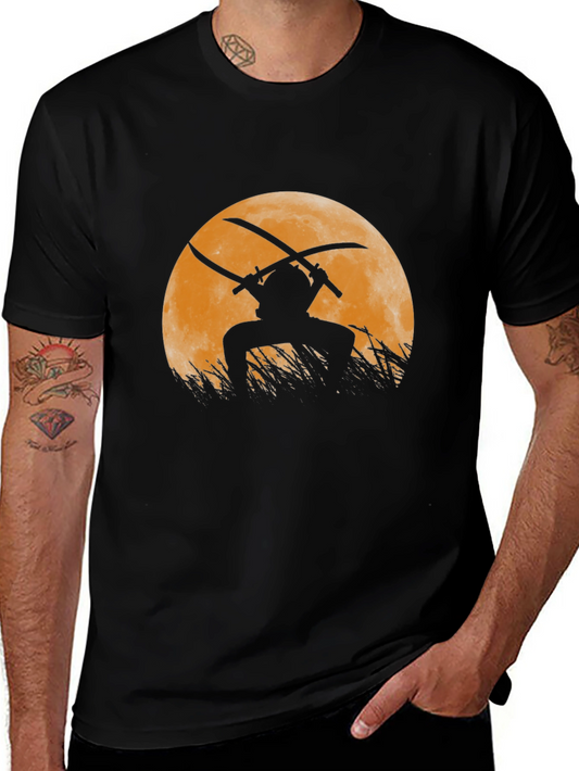Samurai Moon Graphic T-Shirt