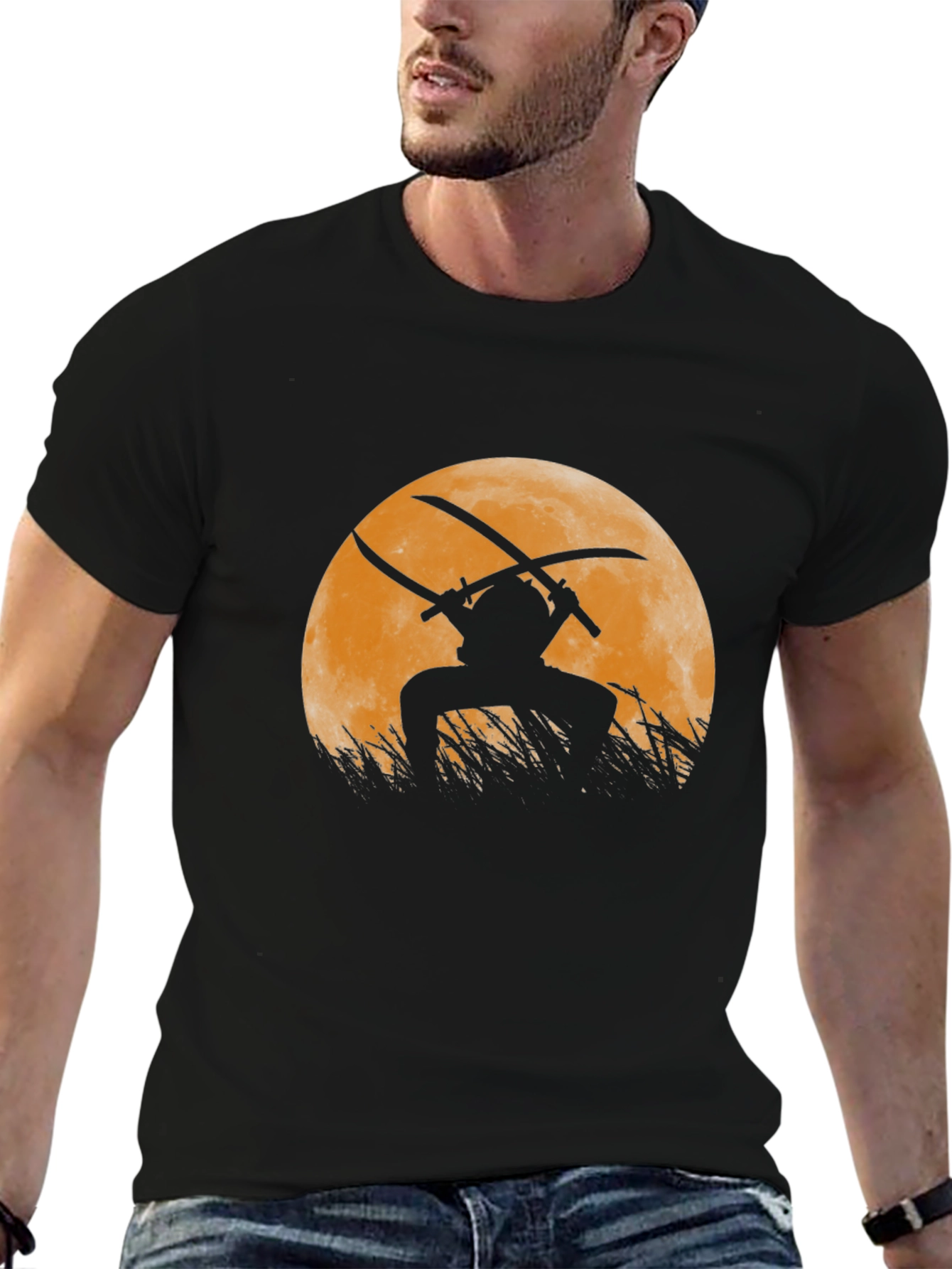 Samurai Moon Graphic T-Shirt