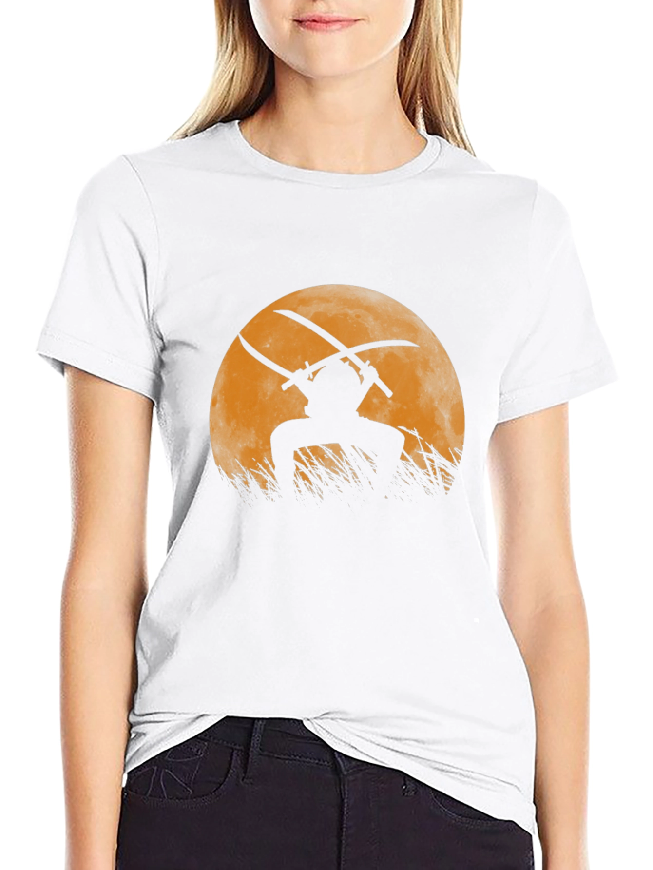 Samurai Moon Graphic T-Shirt