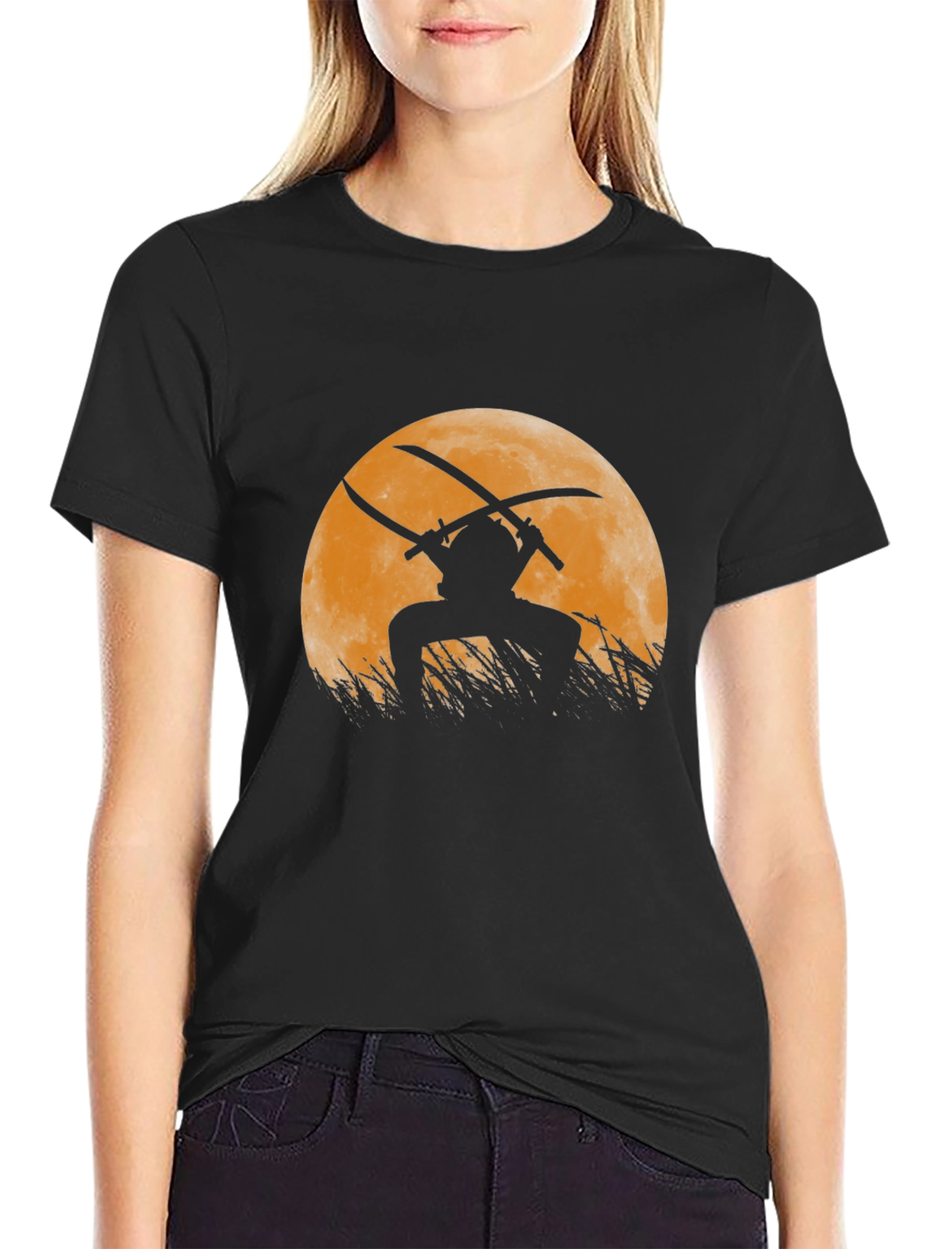 Samurai Moon Graphic T-Shirt
