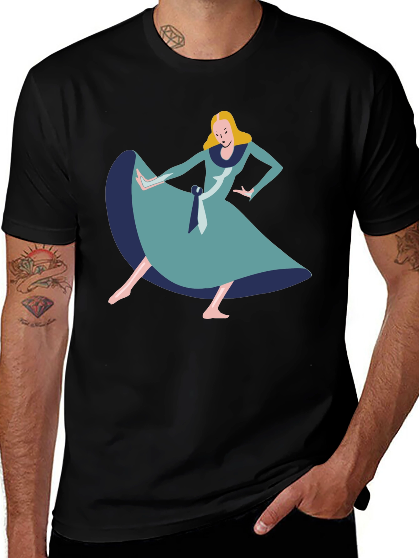Alice in Wonderland Style Graphic Tee - Black