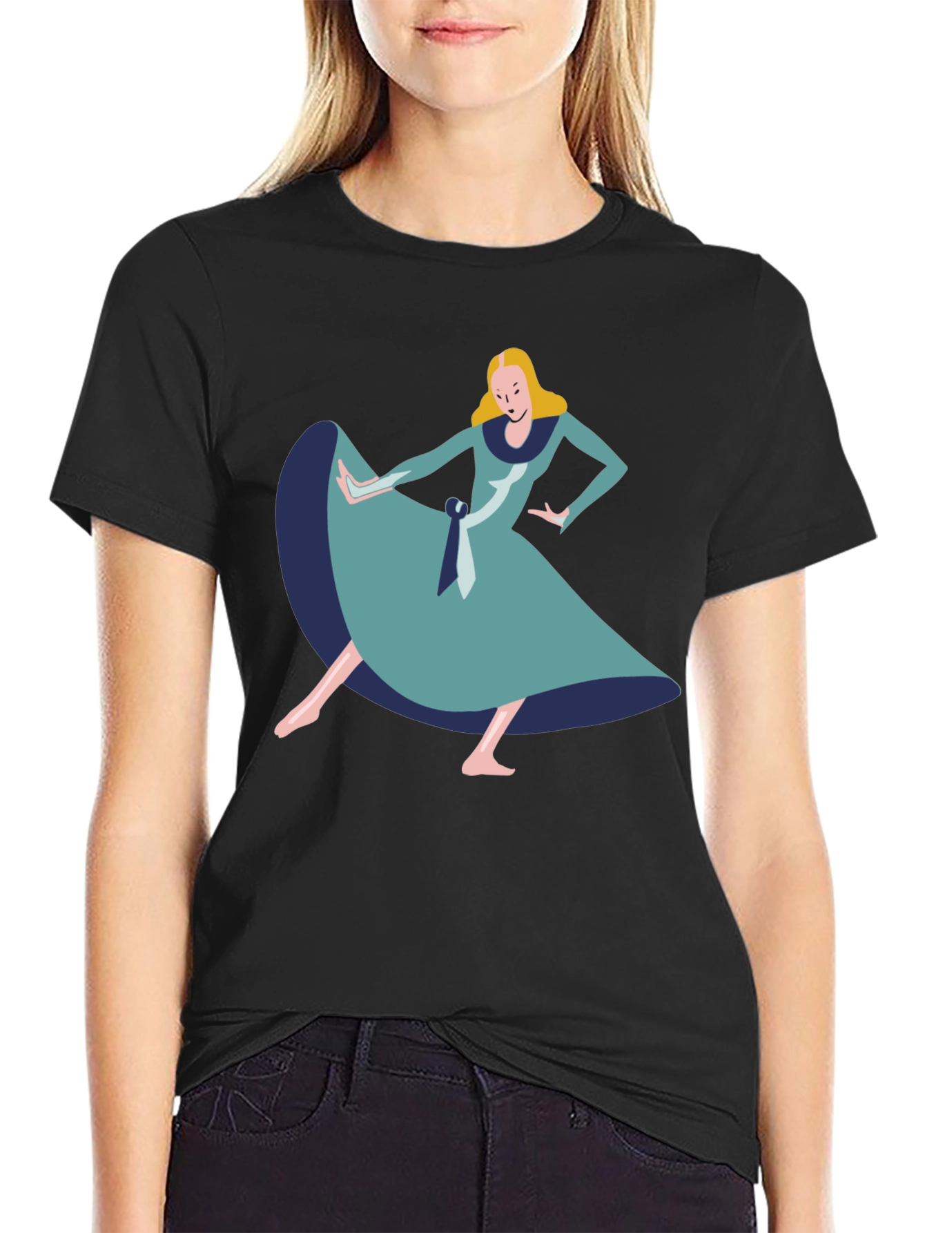 Alice in Wonderland Style Graphic Tee - Black