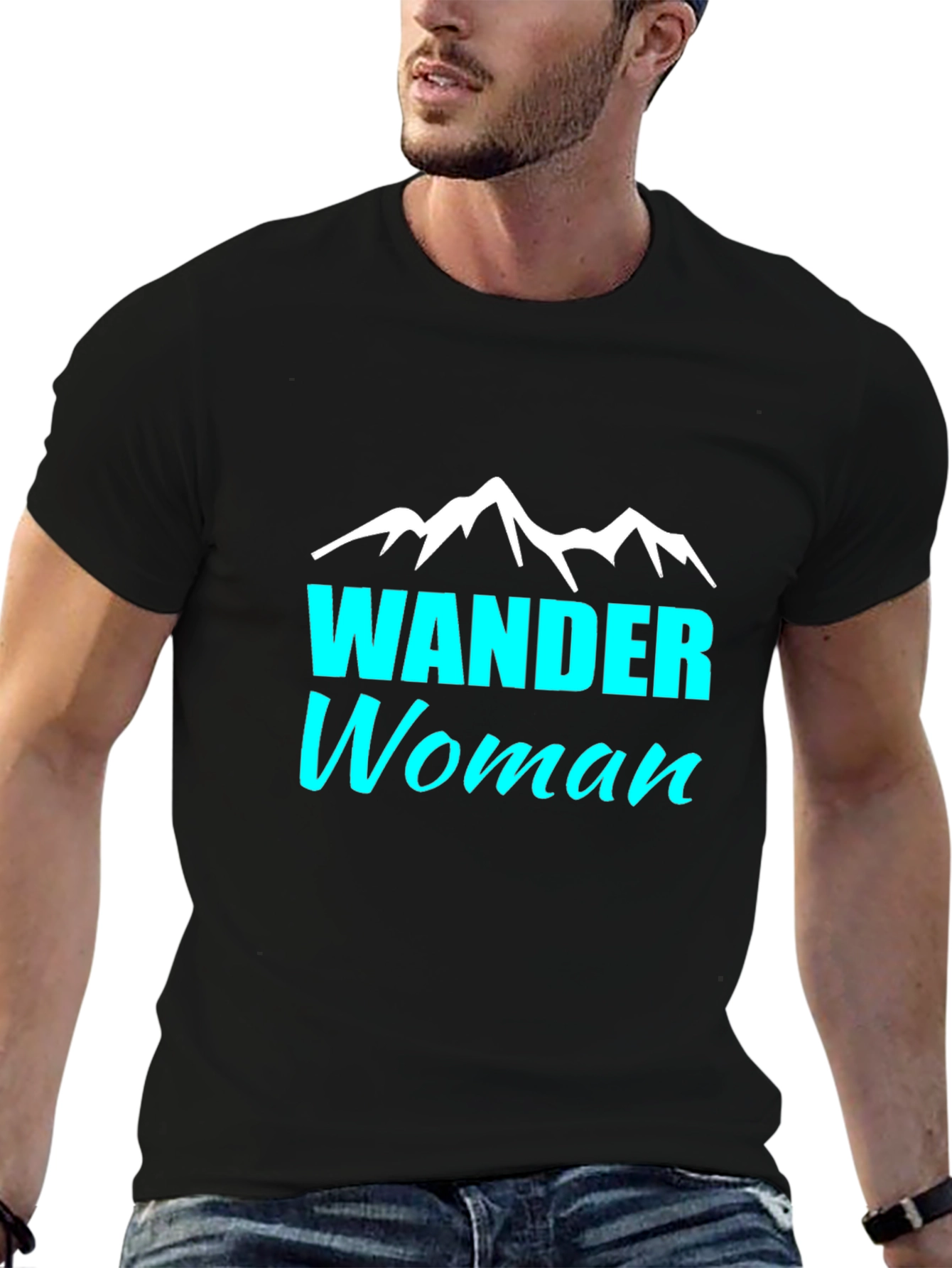Wander Woman T-Shirt - Black Tee with Mountain Design