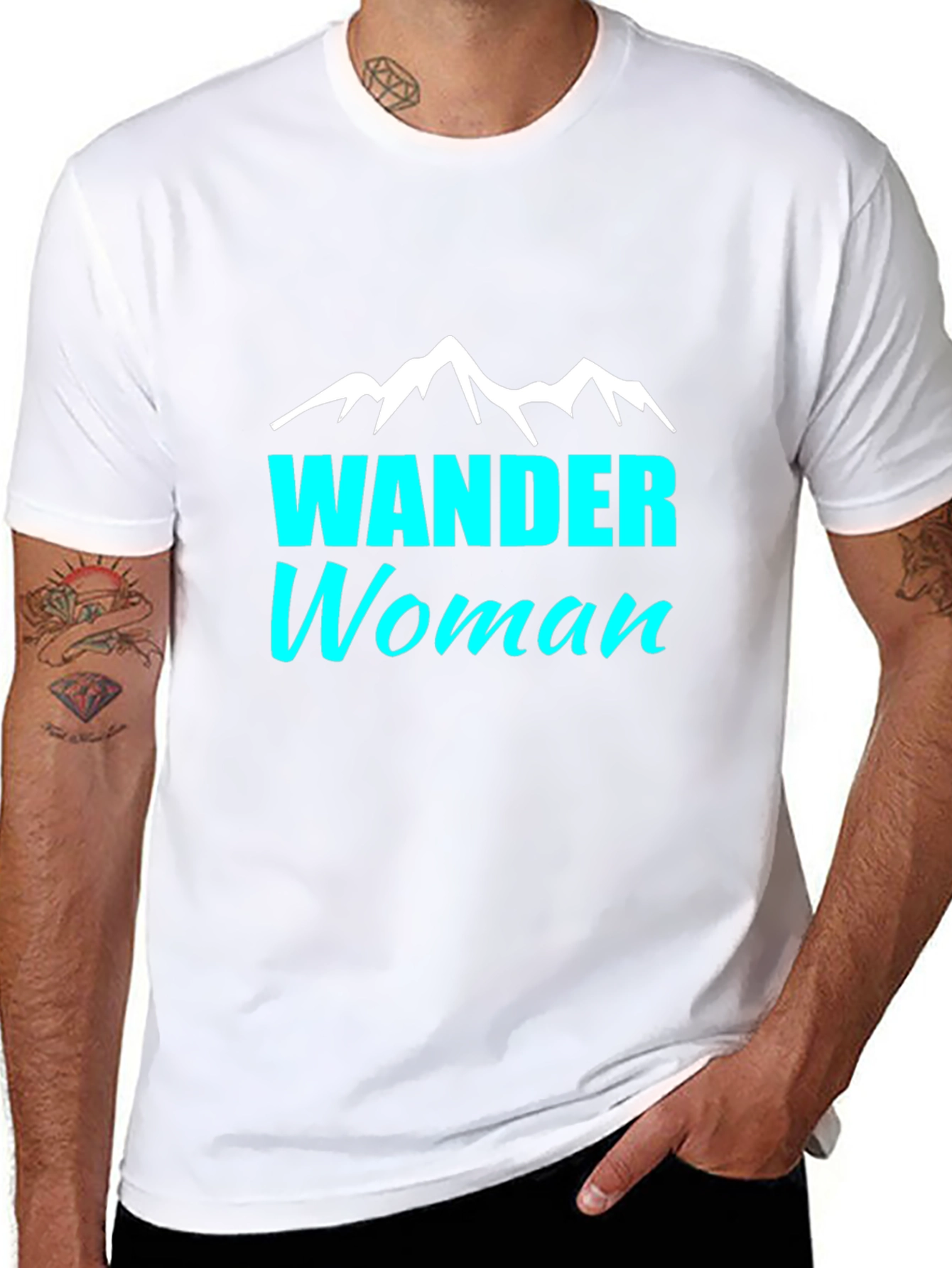 Wander Woman T-Shirt - Black Tee with Mountain Design