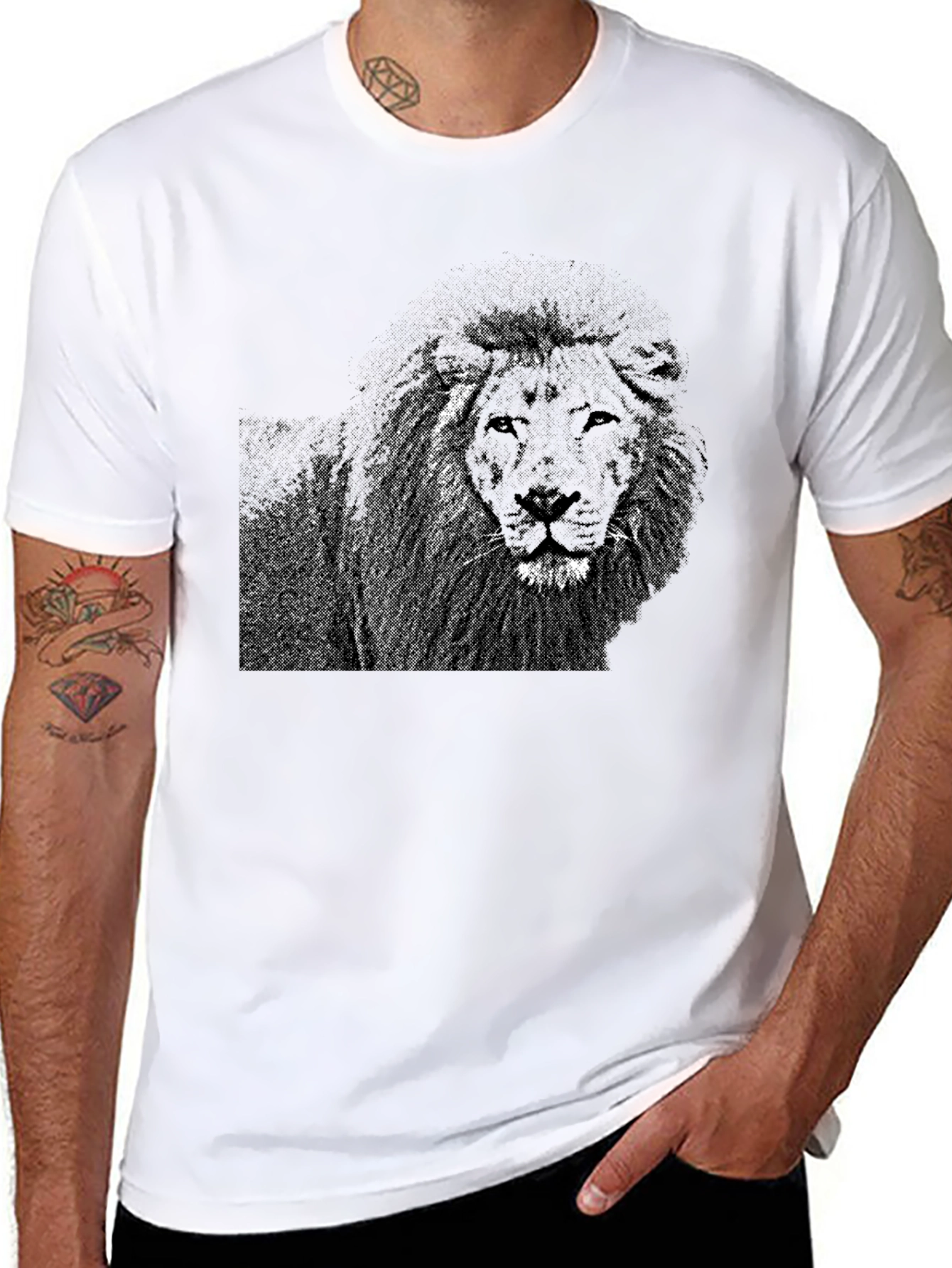 Lion Graphic Print Black T-Shirt