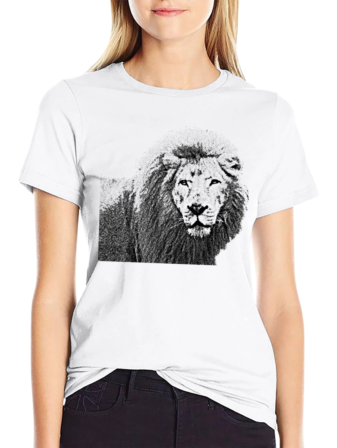 Lion Graphic Print Black T-Shirt