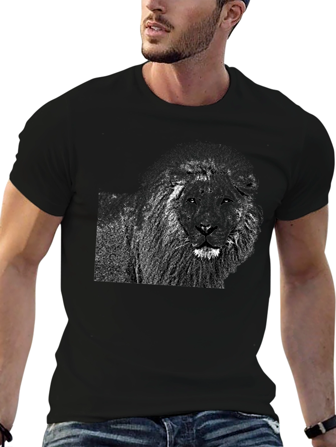 Lion Graphic Print Black T-Shirt