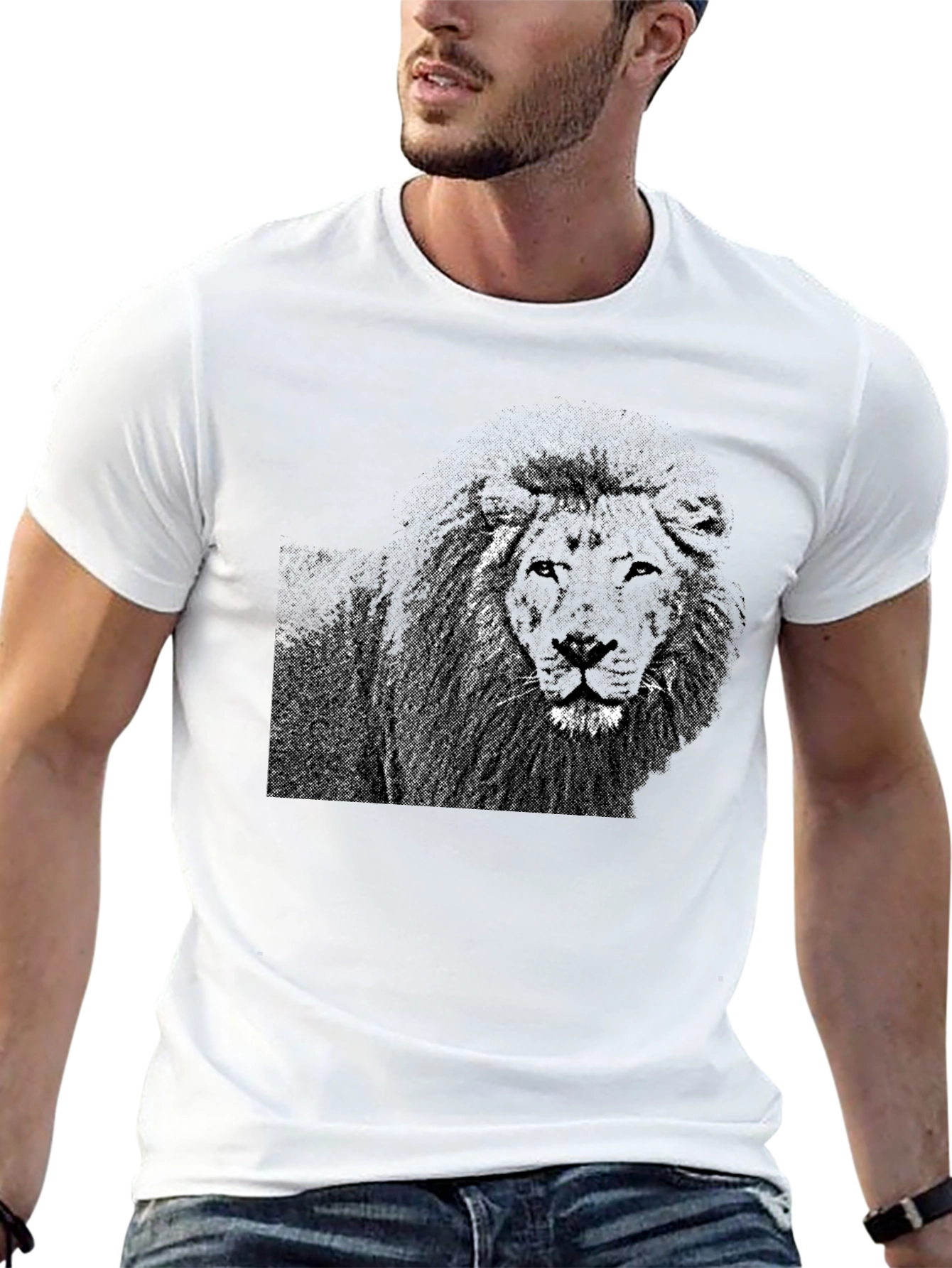 Lion Graphic Print Black T-Shirt