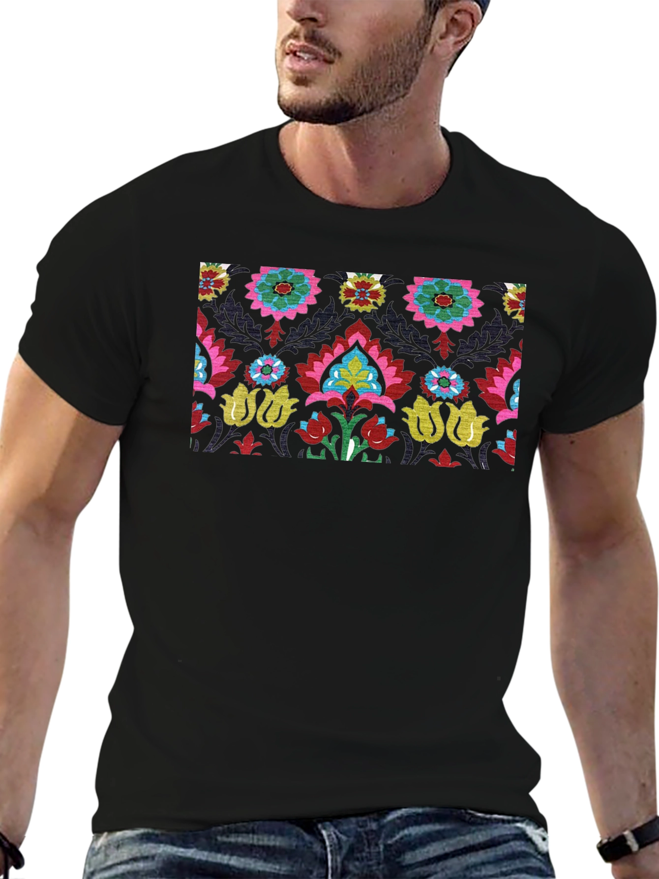 Suzani Print Black T-Shirt