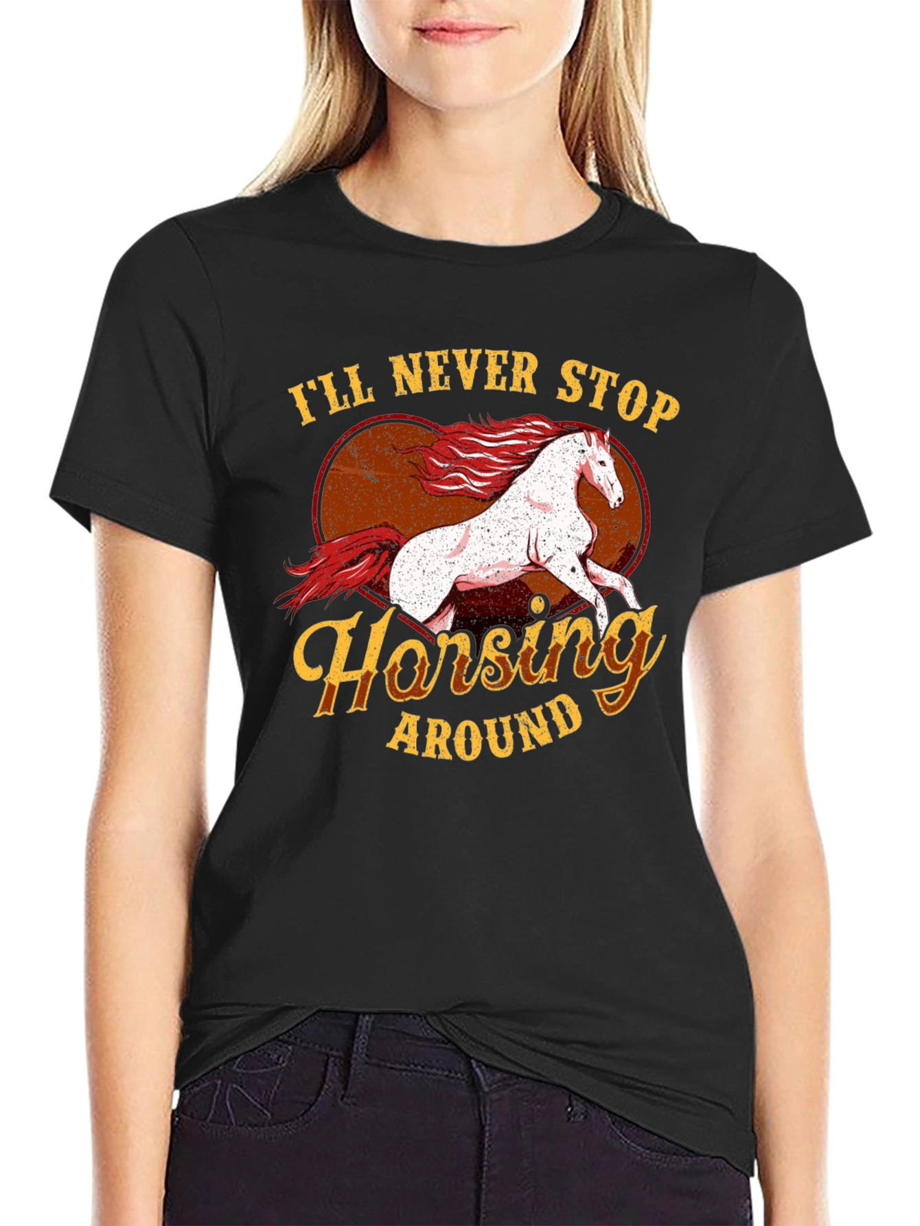 Horsey Around Black T-Shirt