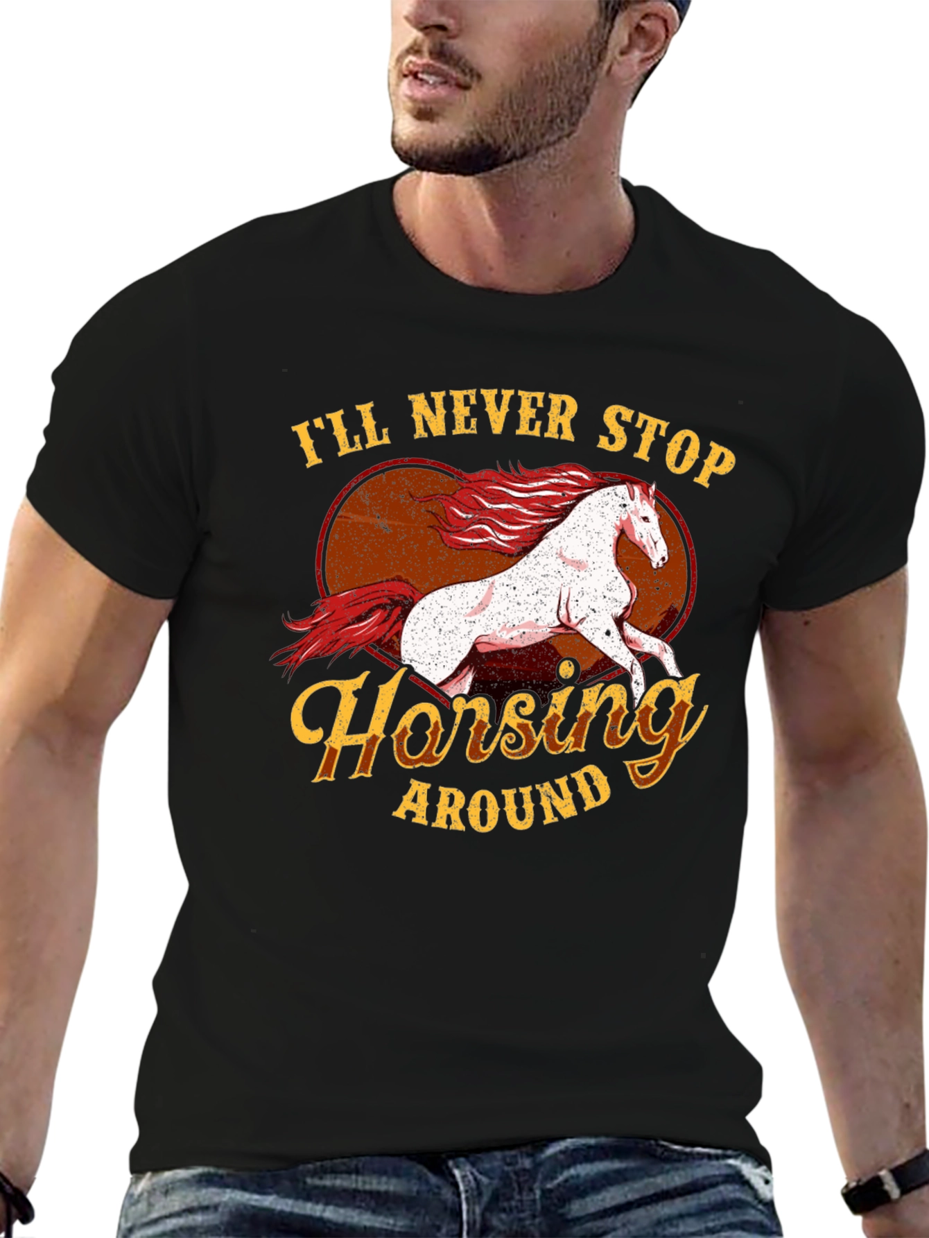Horsey Around Black T-Shirt