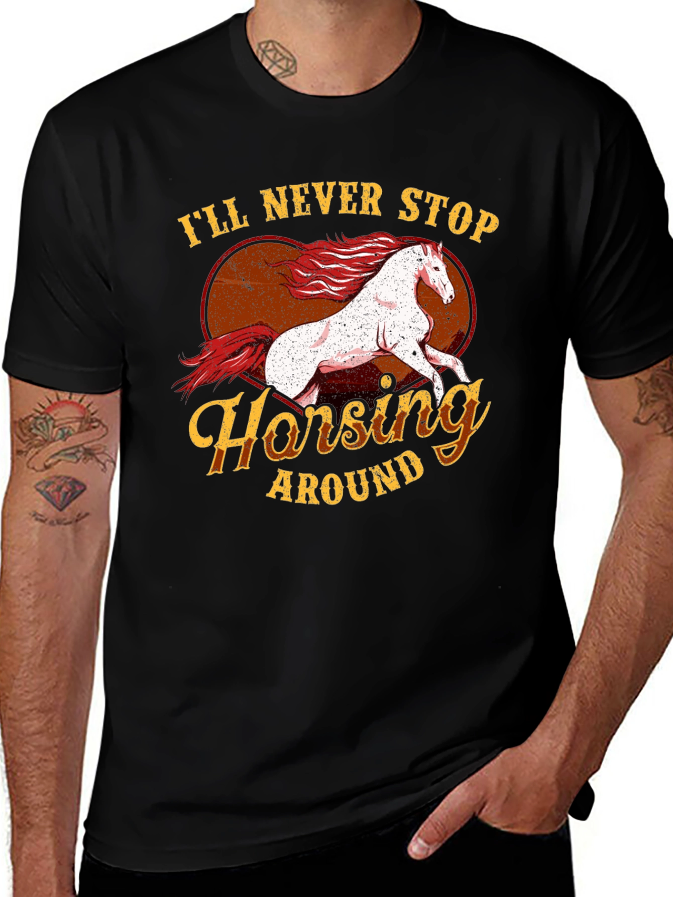 Horsey Around Black T-Shirt