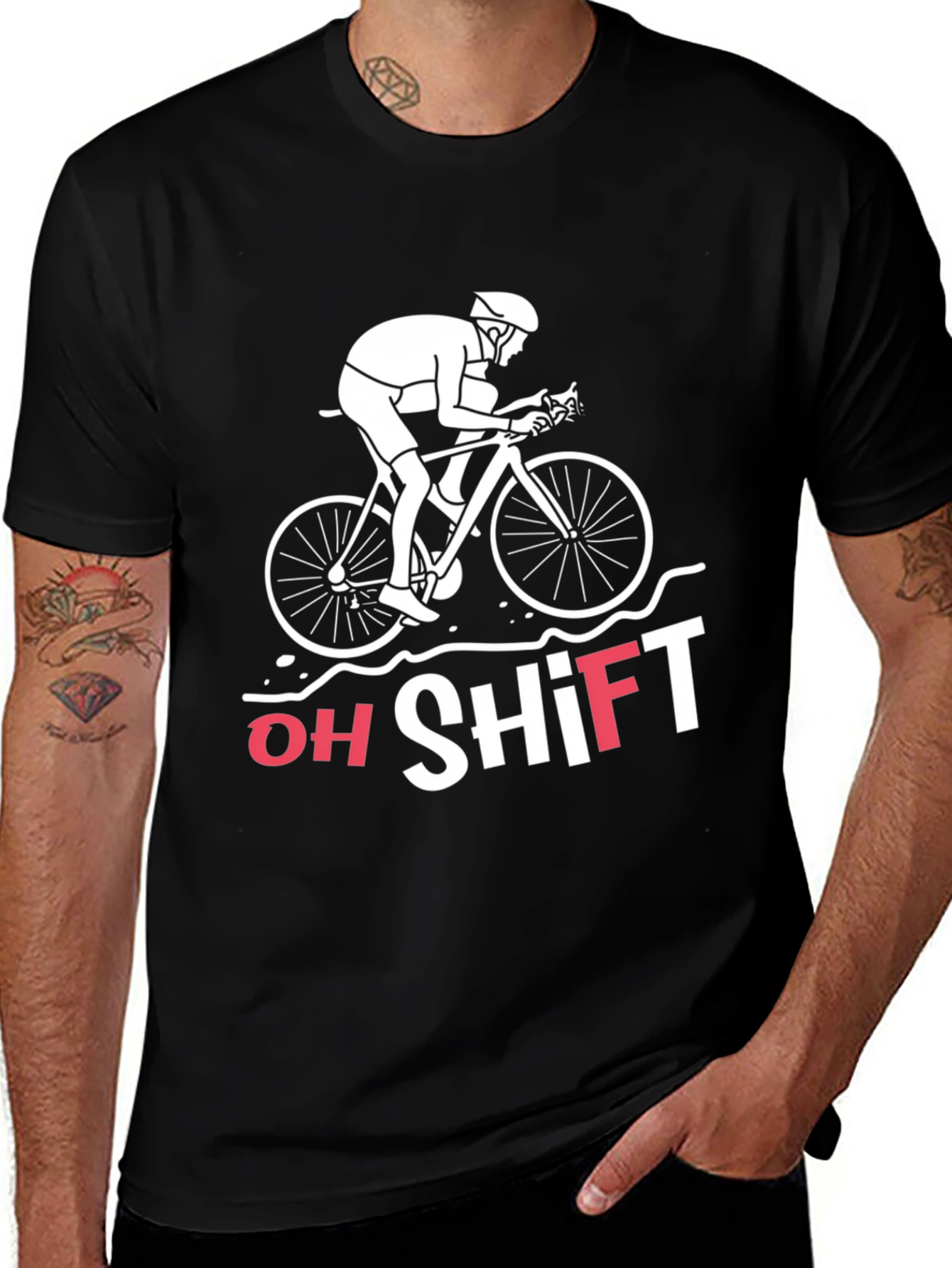 Oh Shift! Cyclist Graphic Tee - Black