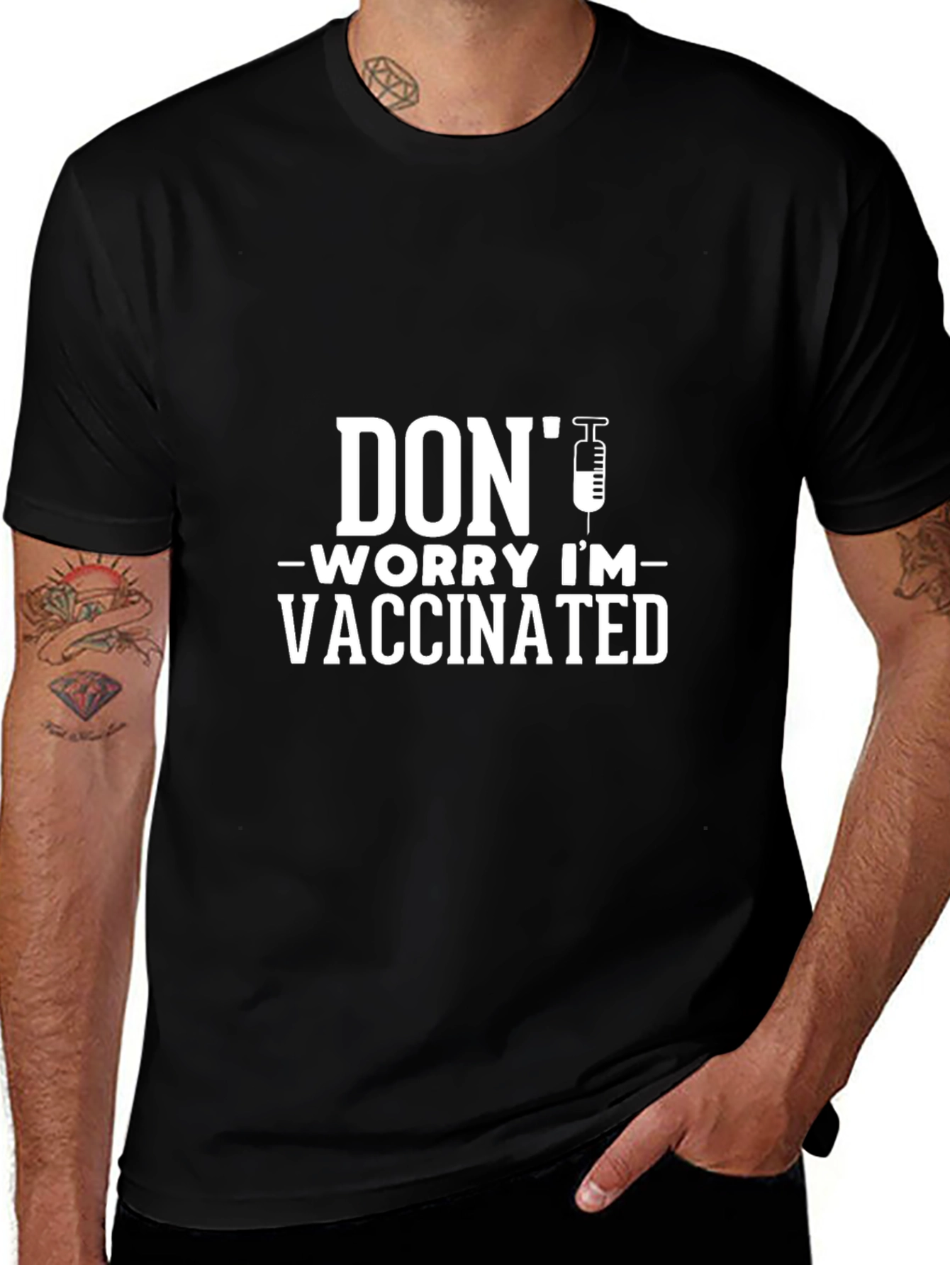 Dont Worry Im Vaccinated T-Shirt -  Black