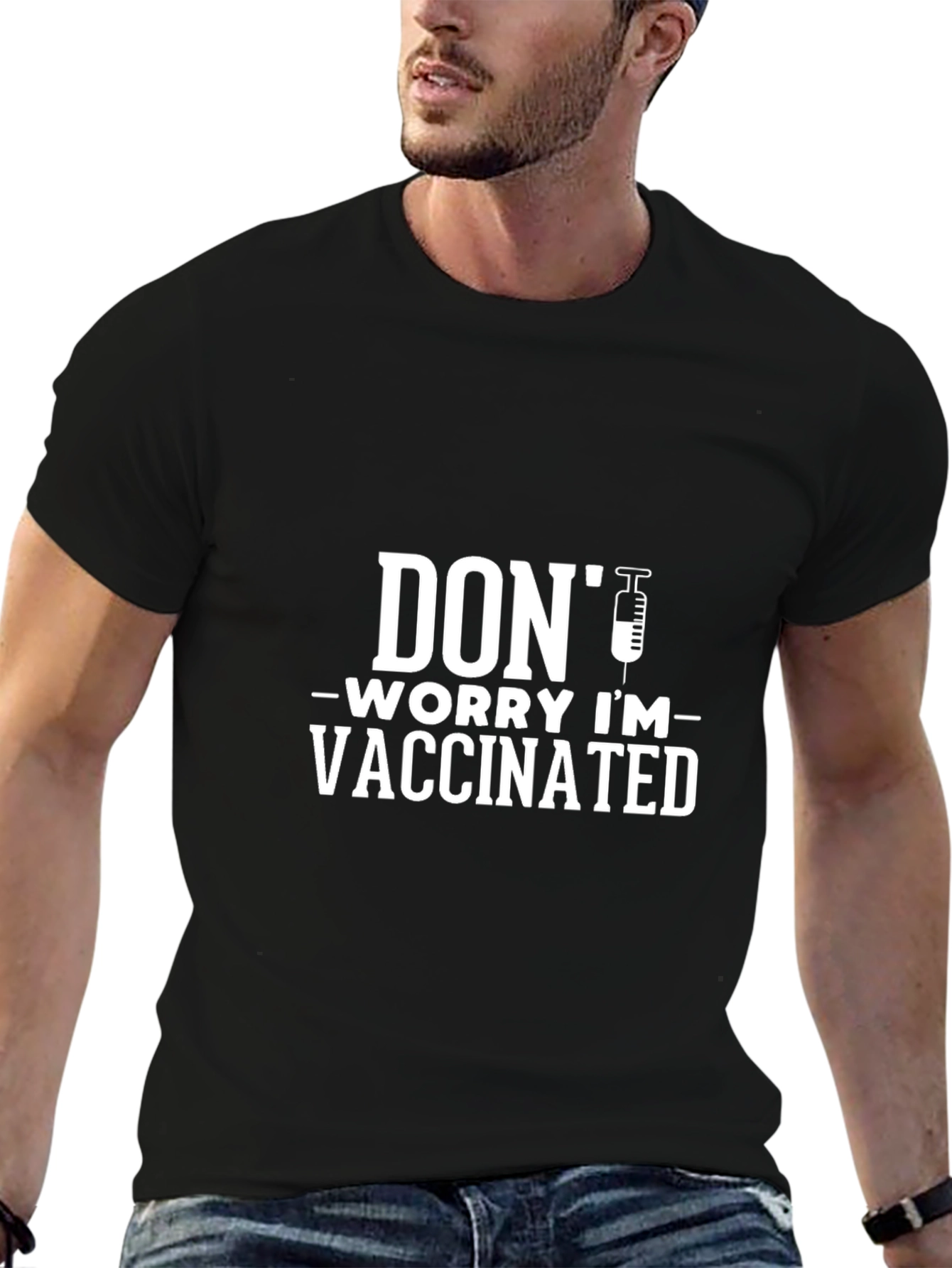 Dont Worry Im Vaccinated T-Shirt -  Black