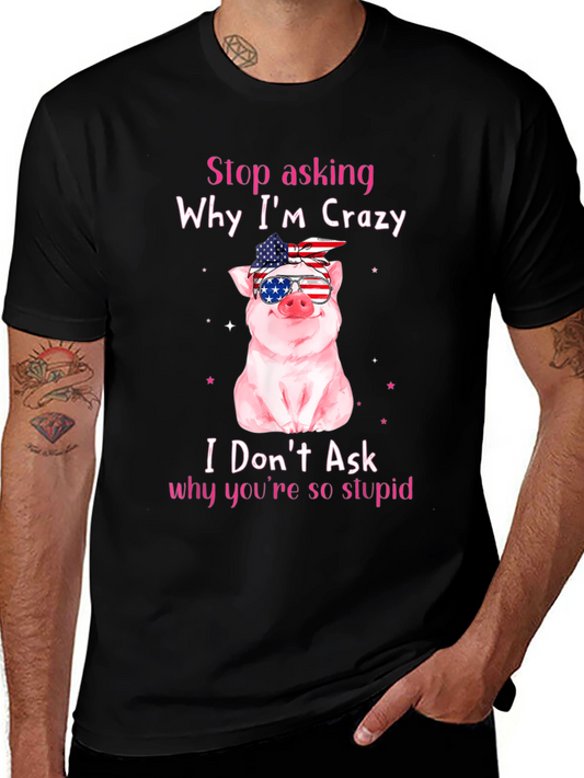Crazy Pig USA Flag T-Shirt