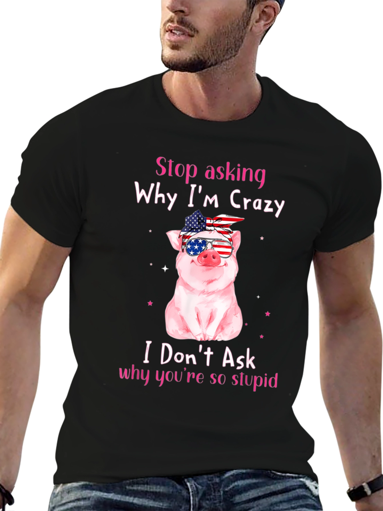 Crazy Pig USA Flag T-Shirt